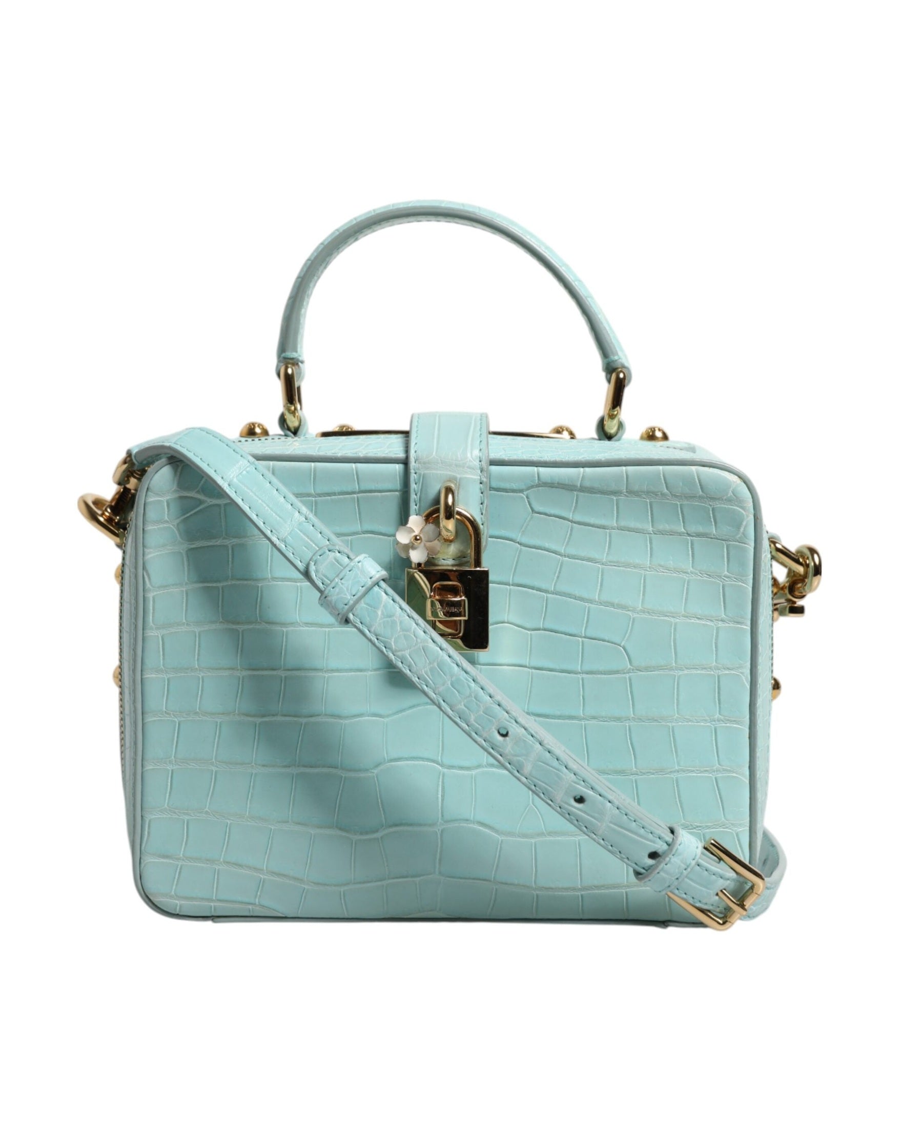 Dolce & Gabbana Green Leather Mint Embossed Padlock Shoulder Bag Glam Steals