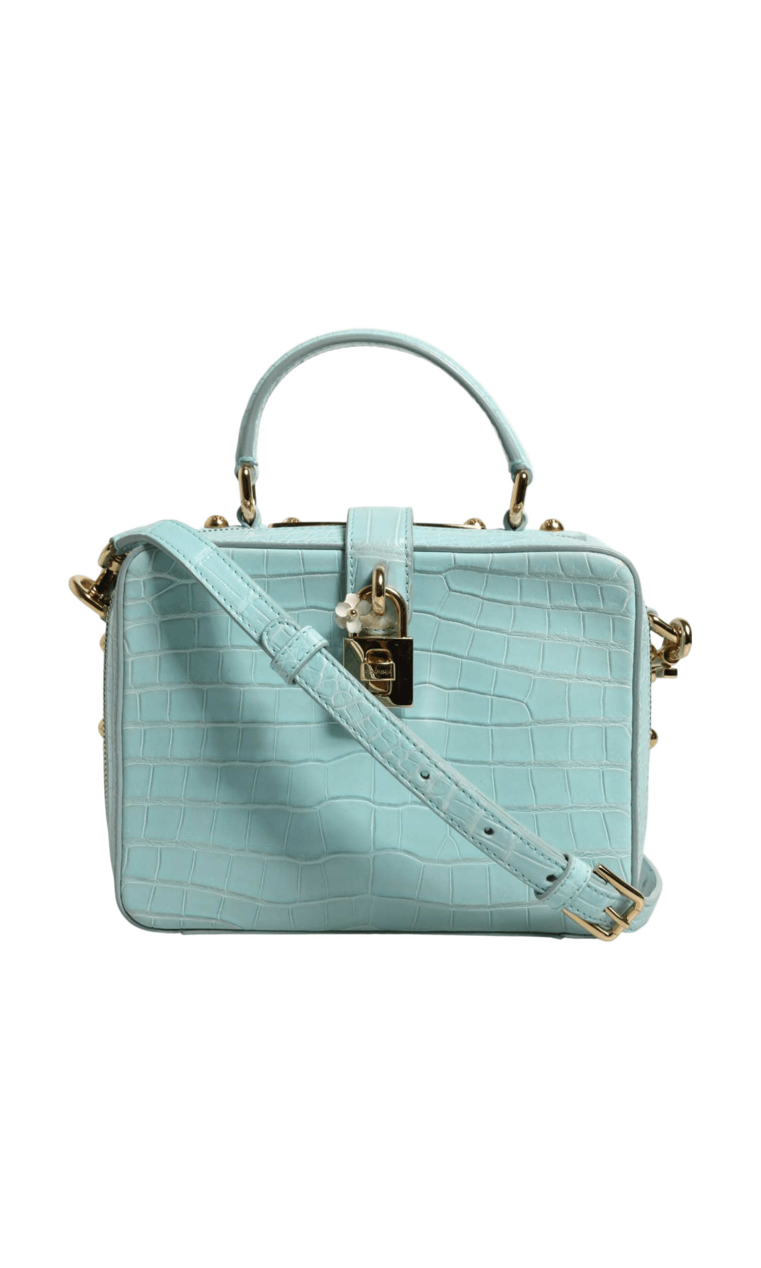 Dolce & Gabbana Green Leather Mint Embossed Padlock Shoulder Bag Glam Steals