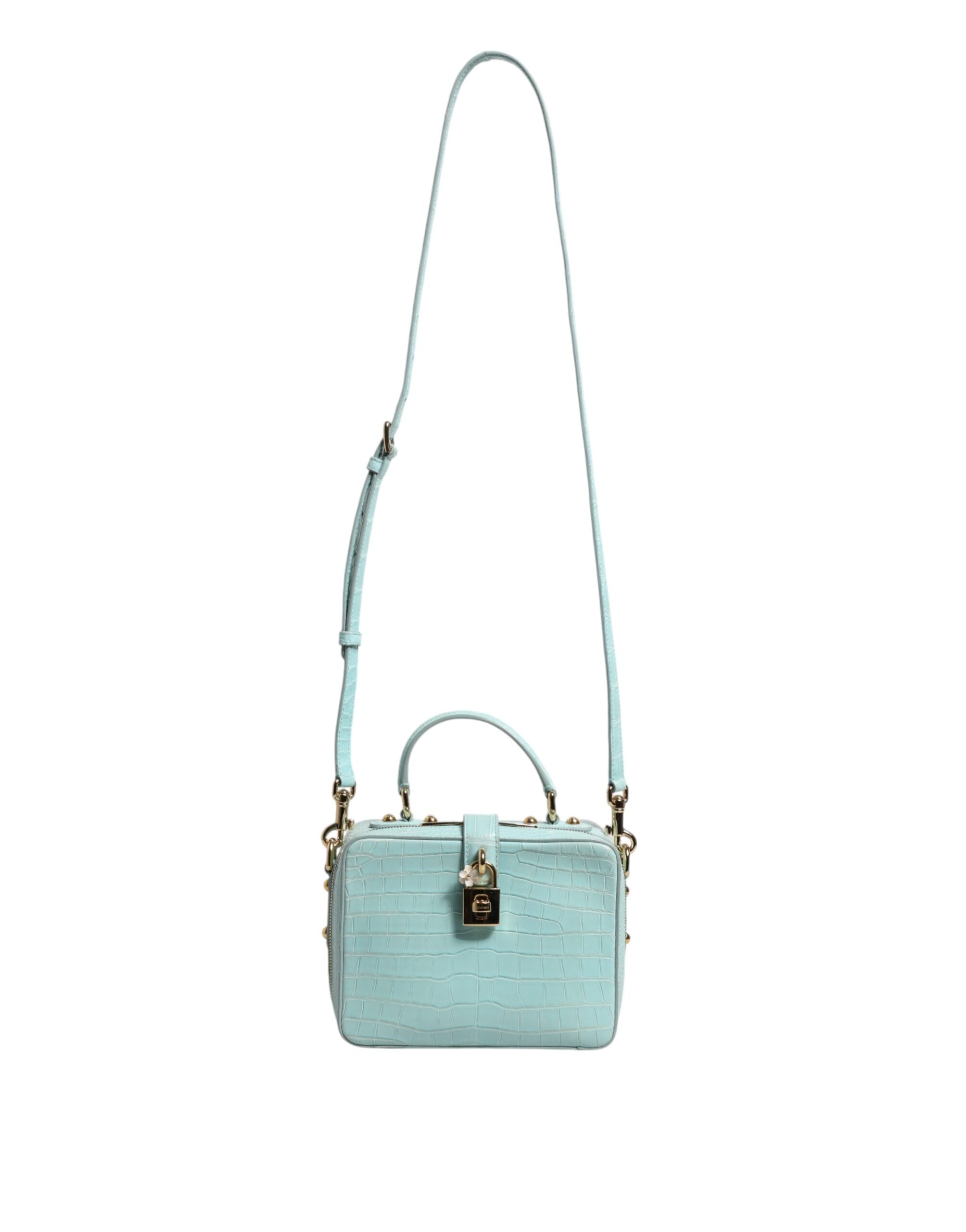 Dolce & Gabbana Green Leather Mint Embossed Padlock Shoulder Bag Glam Steals