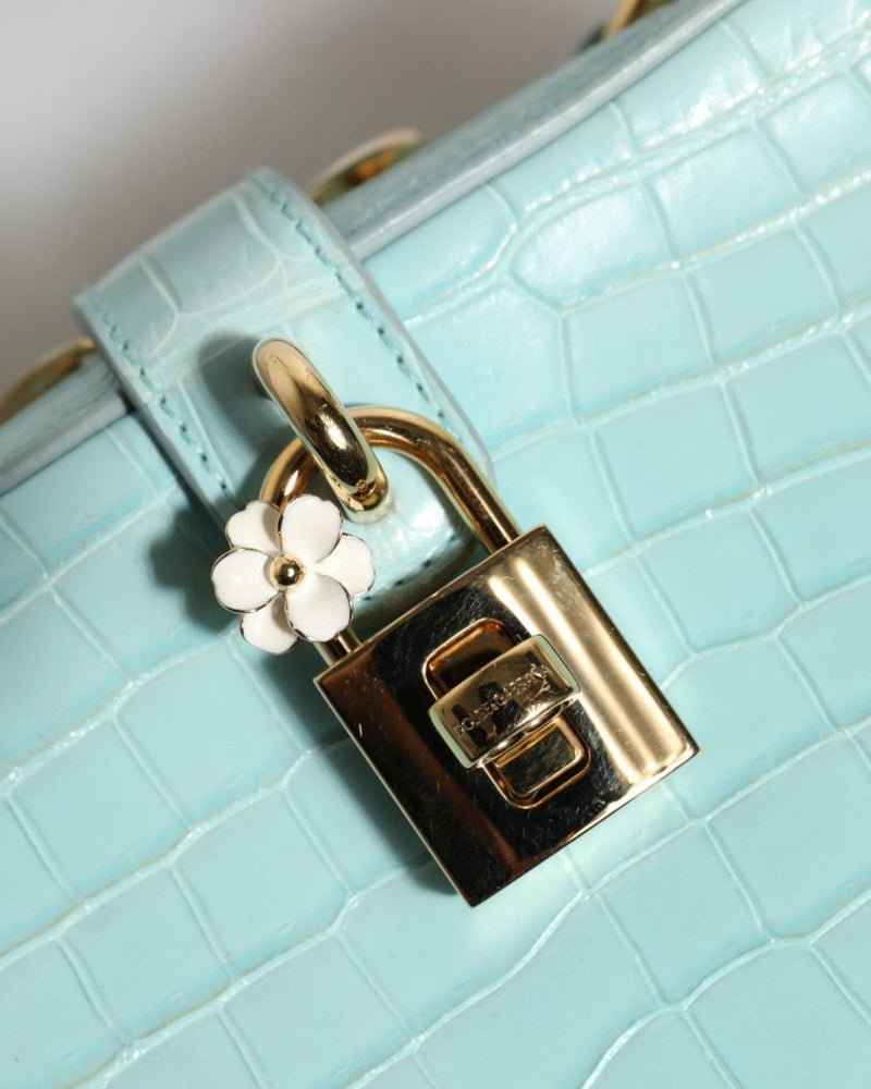 Dolce & Gabbana Green Leather Mint Embossed Padlock Shoulder Bag Glam Steals
