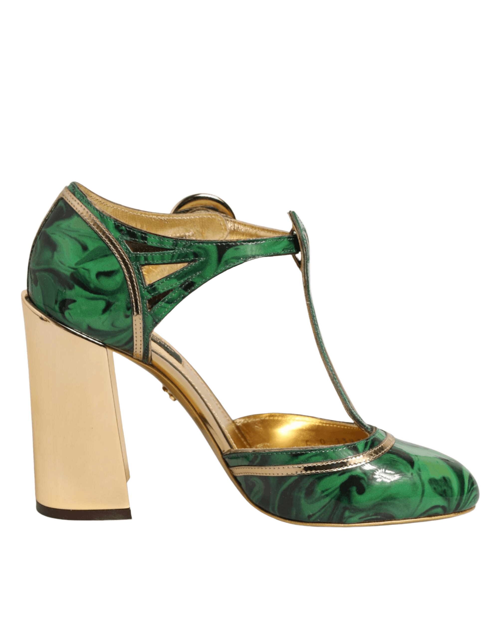 Dolce & Gabbana Green Leather Patent Vally Heels Pumps Shoes Glam Steals