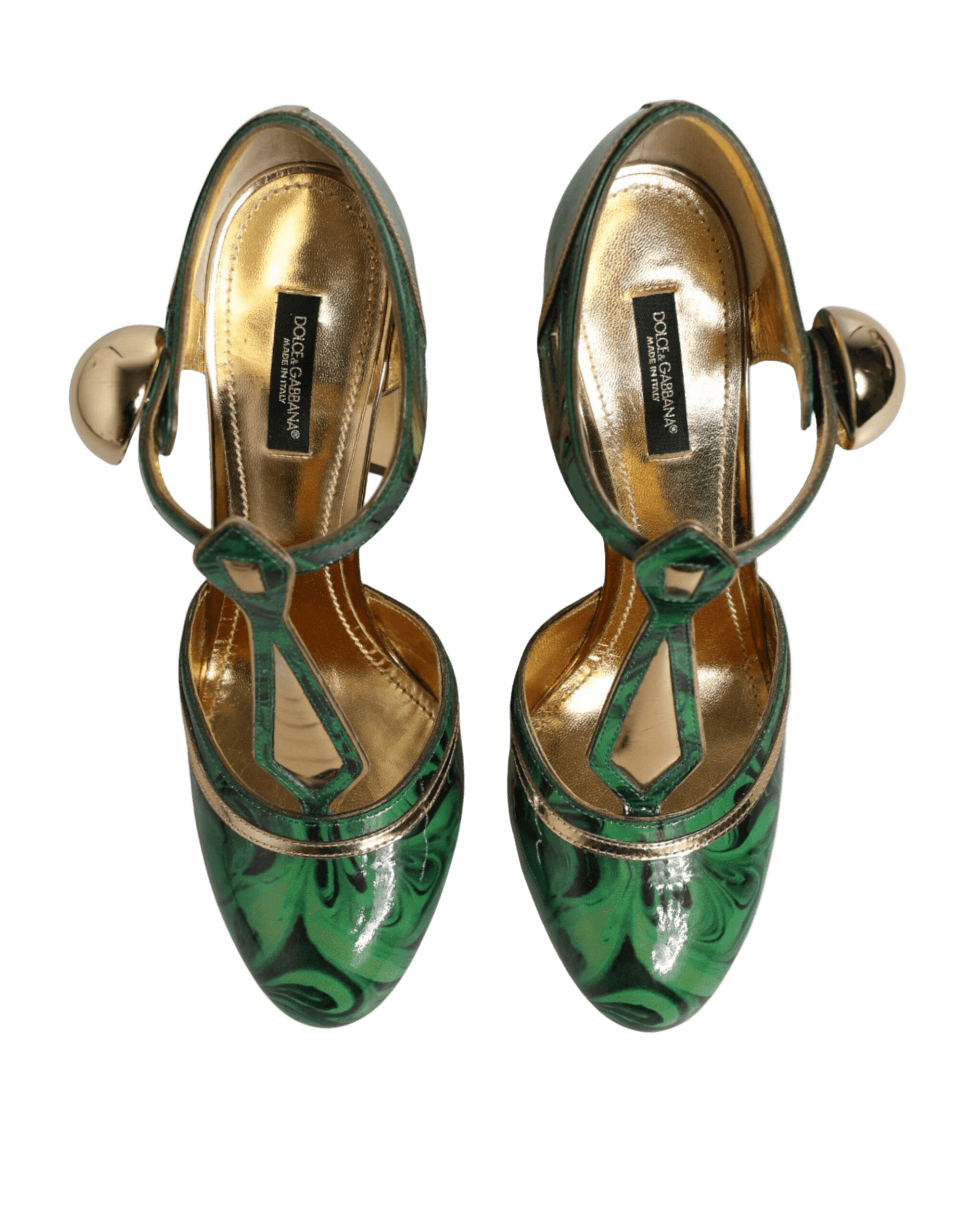 Dolce & Gabbana Green Leather Patent Vally Heels Pumps Shoes Glam Steals