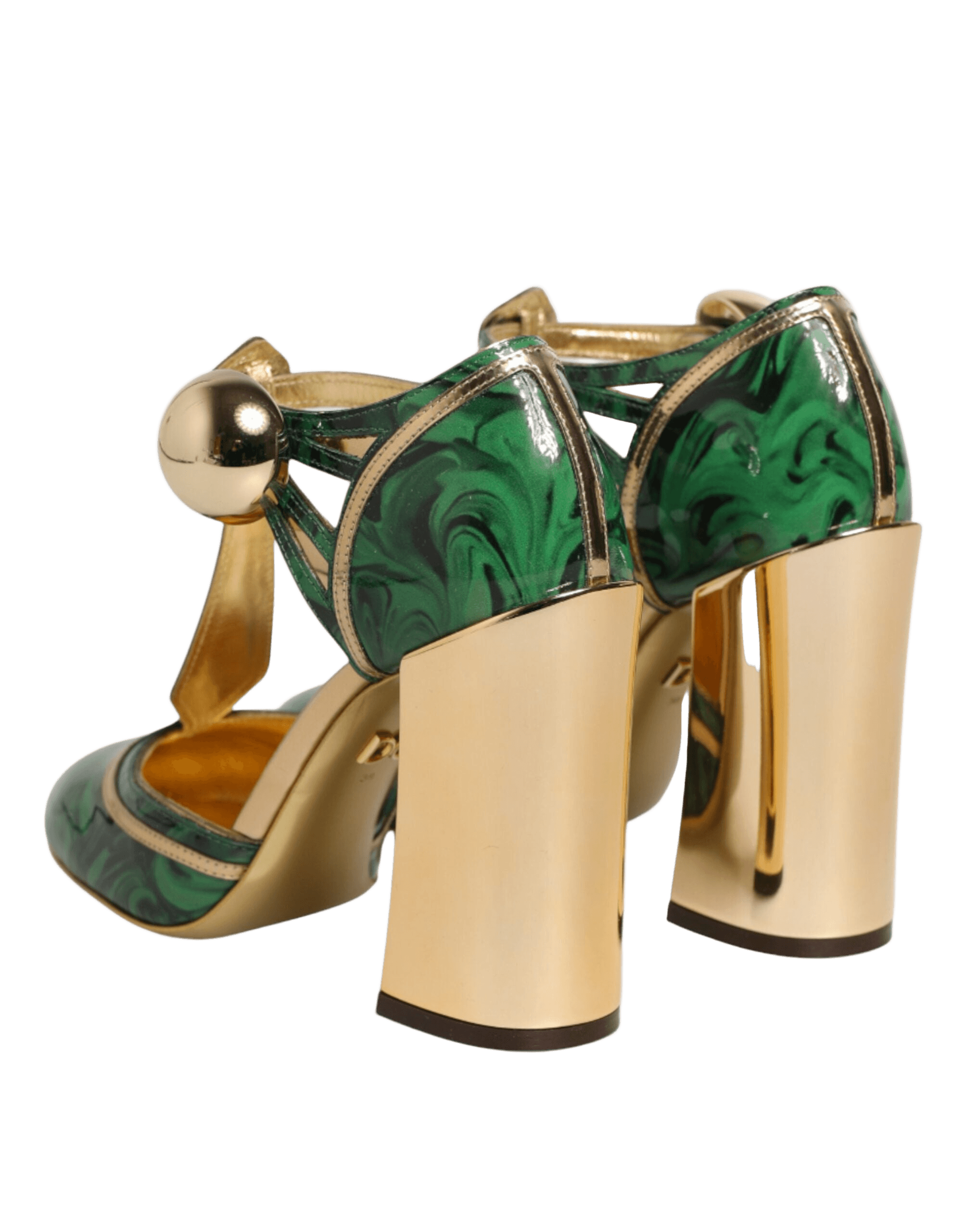 Dolce & Gabbana Green Leather Patent Vally Heels Pumps Shoes Glam Steals