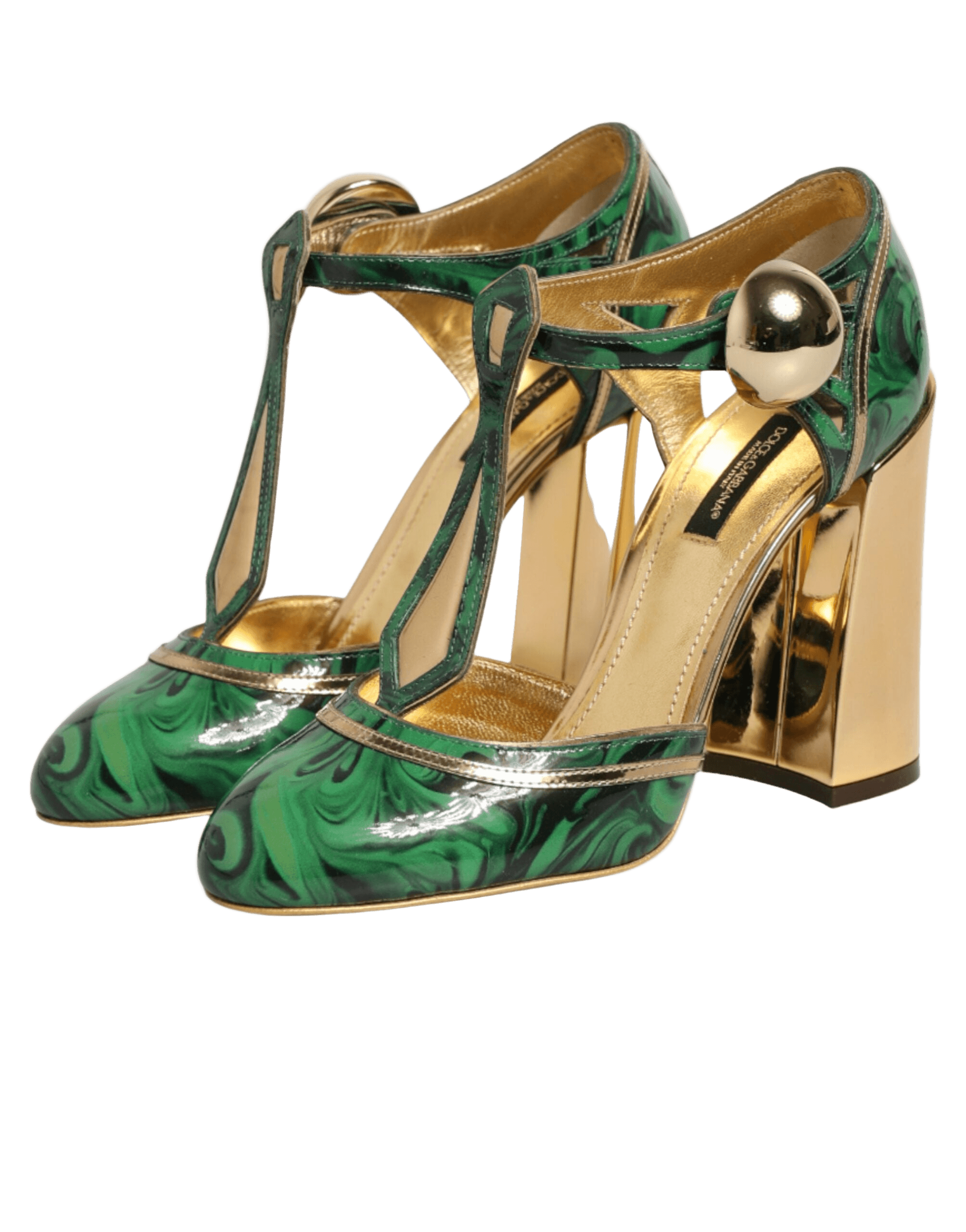 Dolce & Gabbana Green Leather Patent Vally Heels Pumps Shoes Glam Steals