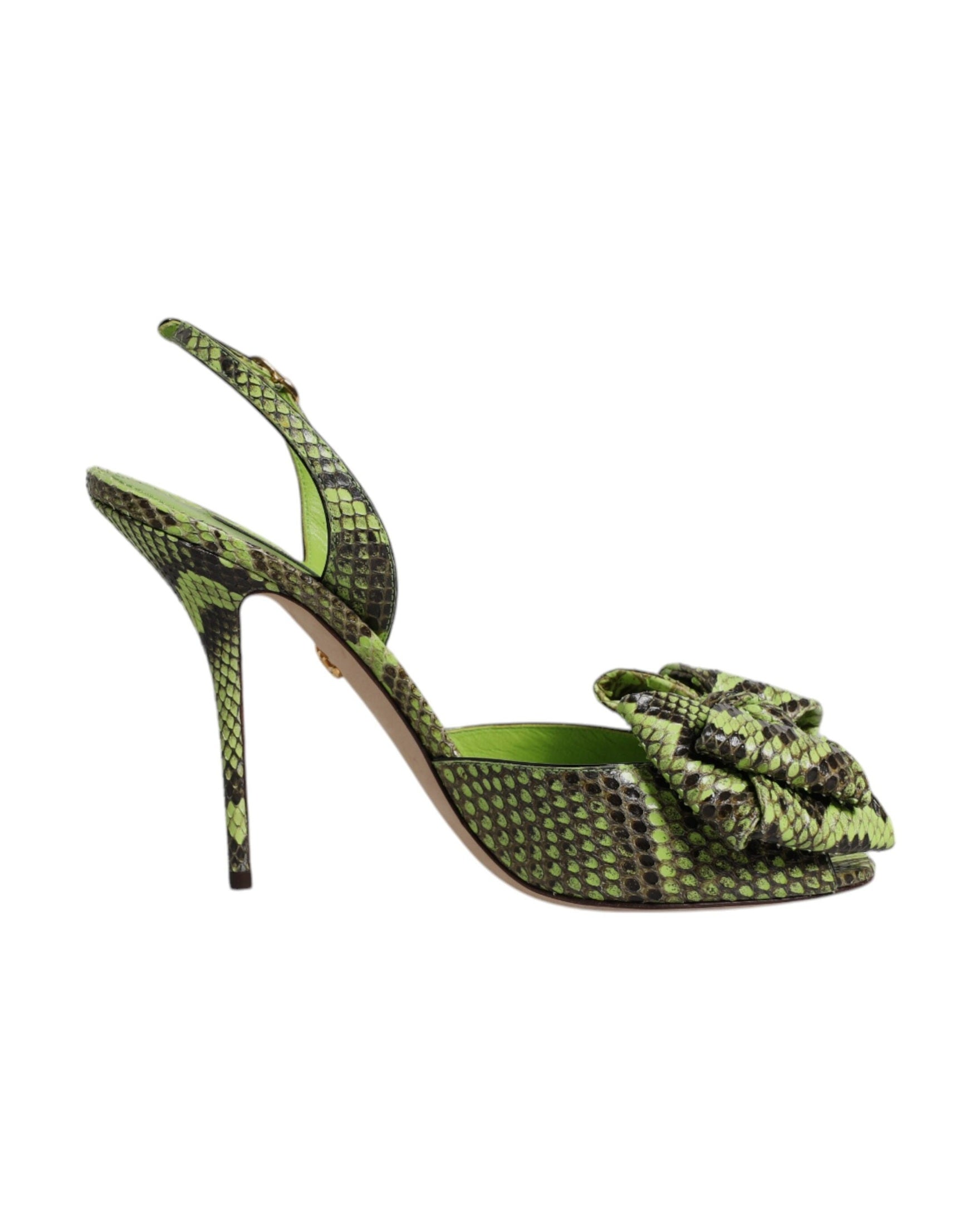 Dolce & Gabbana Green Leather Python Heels Sandals Shoes Glam Steals