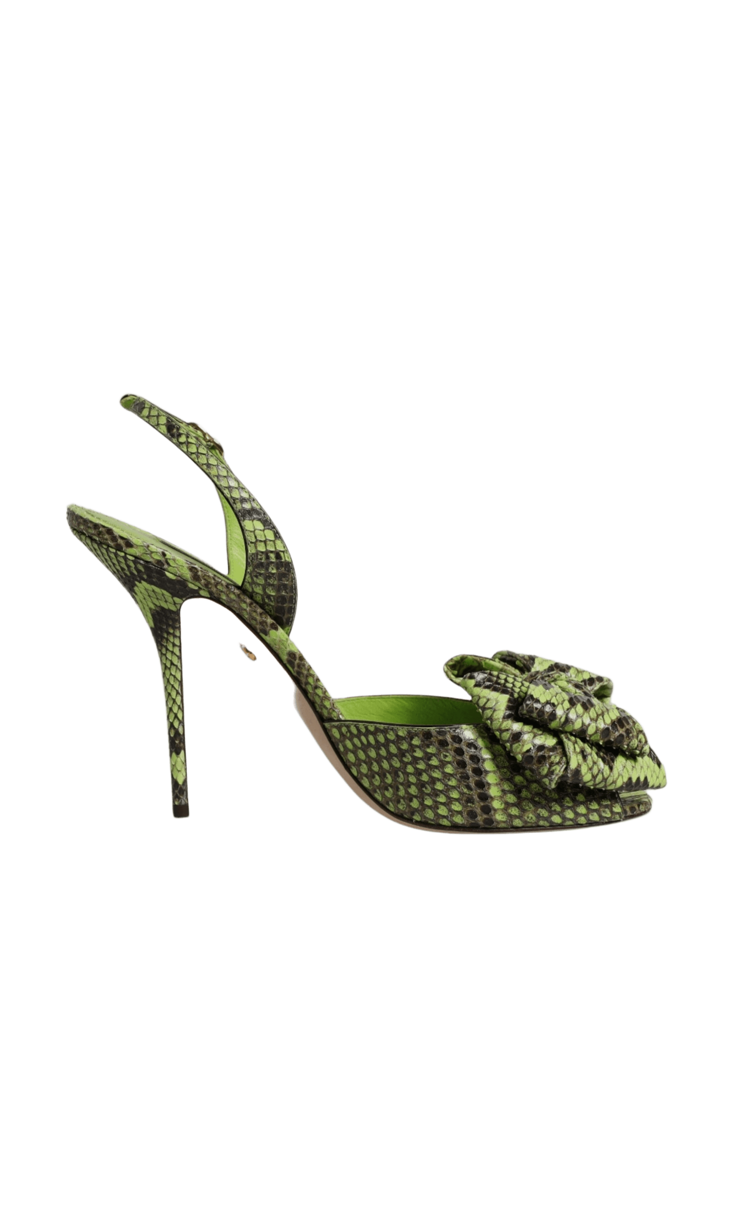 Dolce & Gabbana Green Leather Python Heels Sandals Shoes Glam Steals