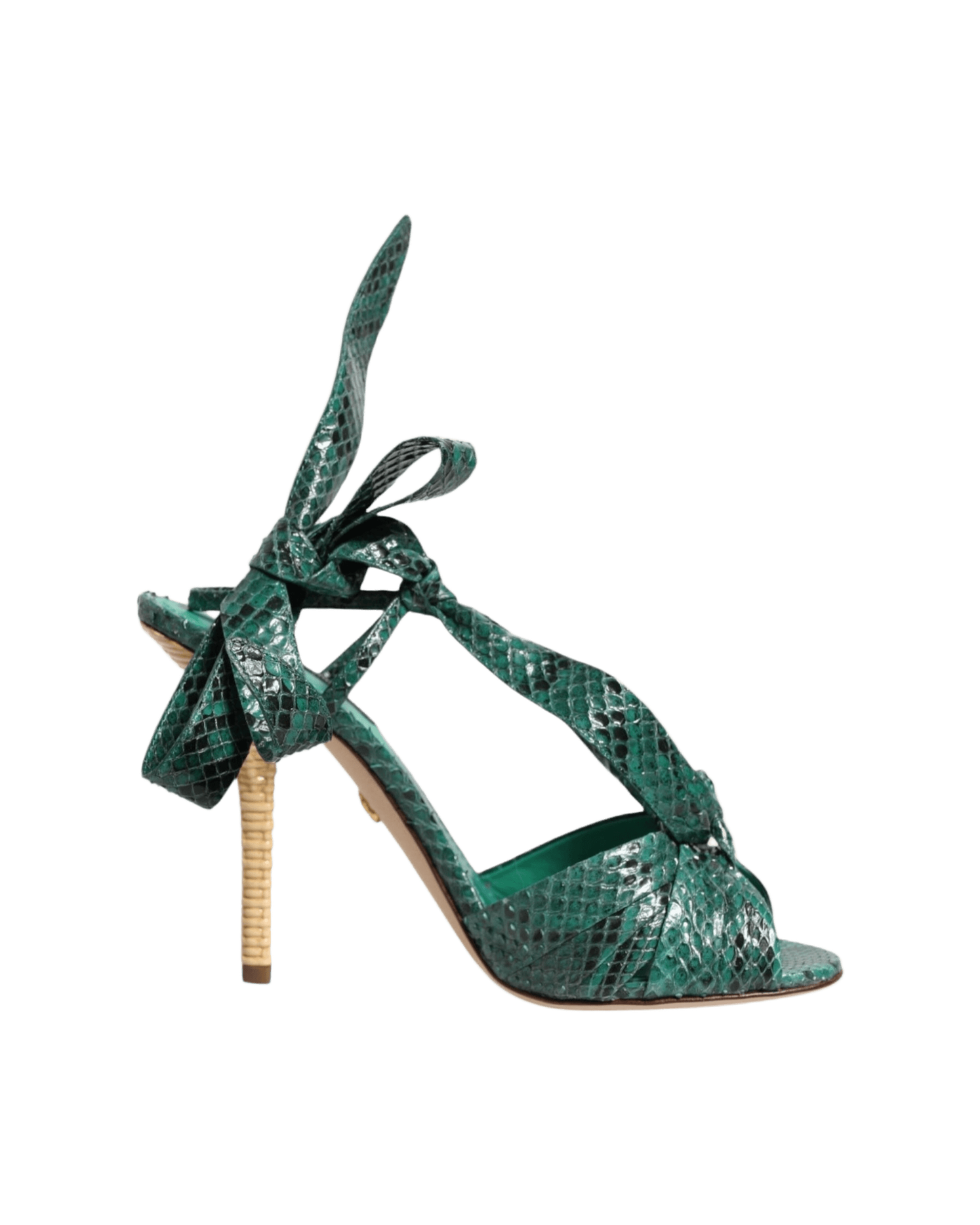 Dolce & Gabbana Green Leather Python Heels Sandals Shoes Glam Steals