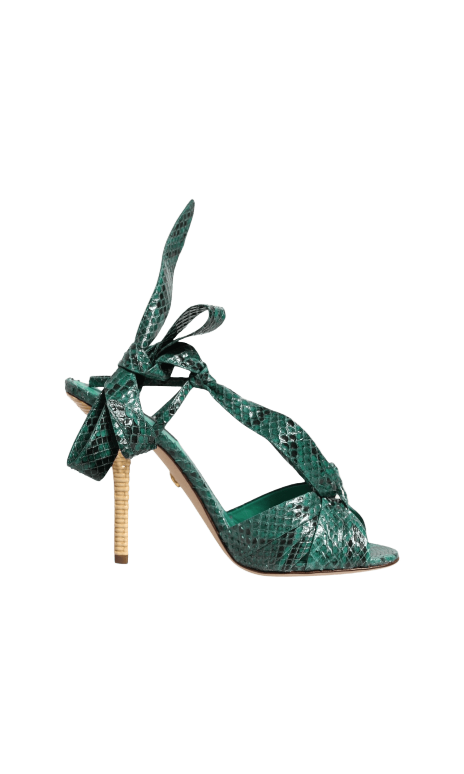 Dolce & Gabbana Green Leather Python Heels Sandals Shoes Glam Steals