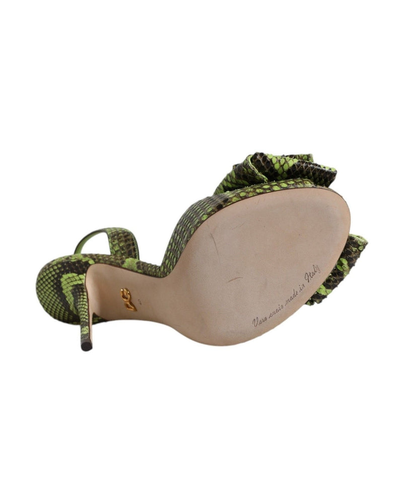 Dolce & Gabbana Green Leather Python Heels Sandals Shoes Glam Steals