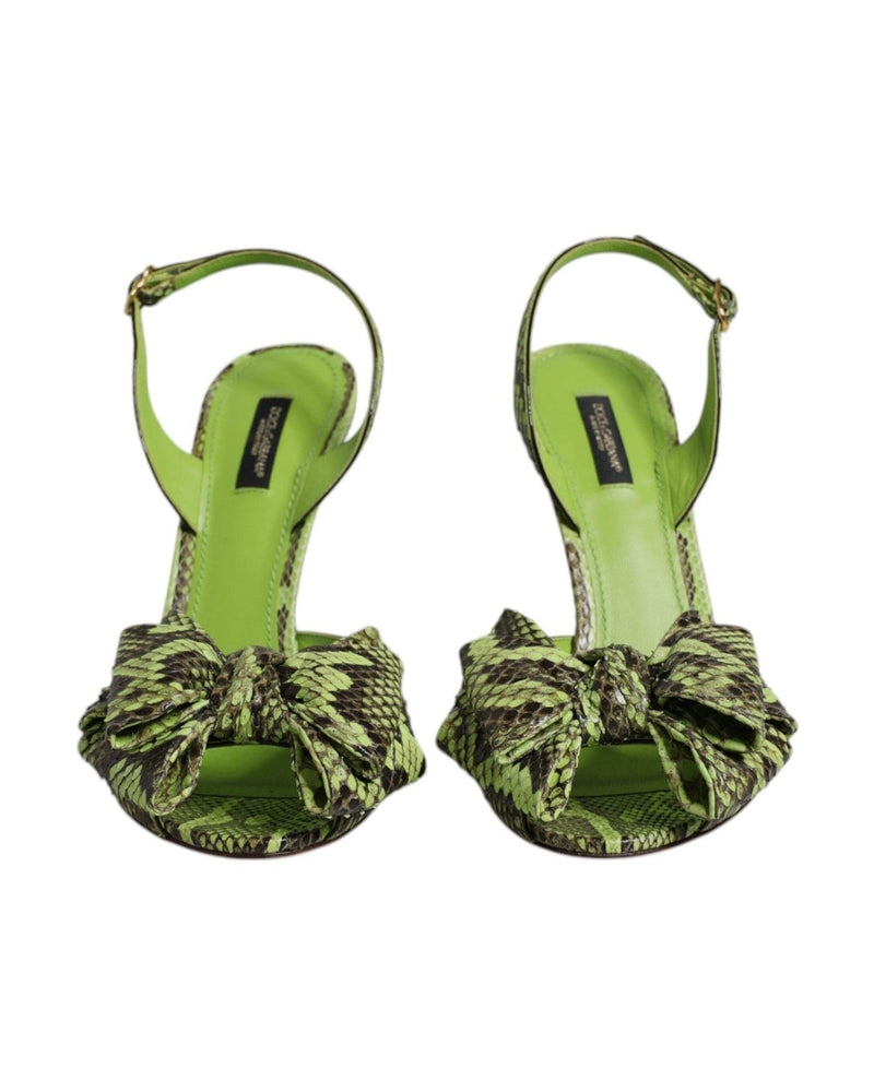 Dolce & Gabbana Green Leather Python Heels Sandals Shoes Glam Steals