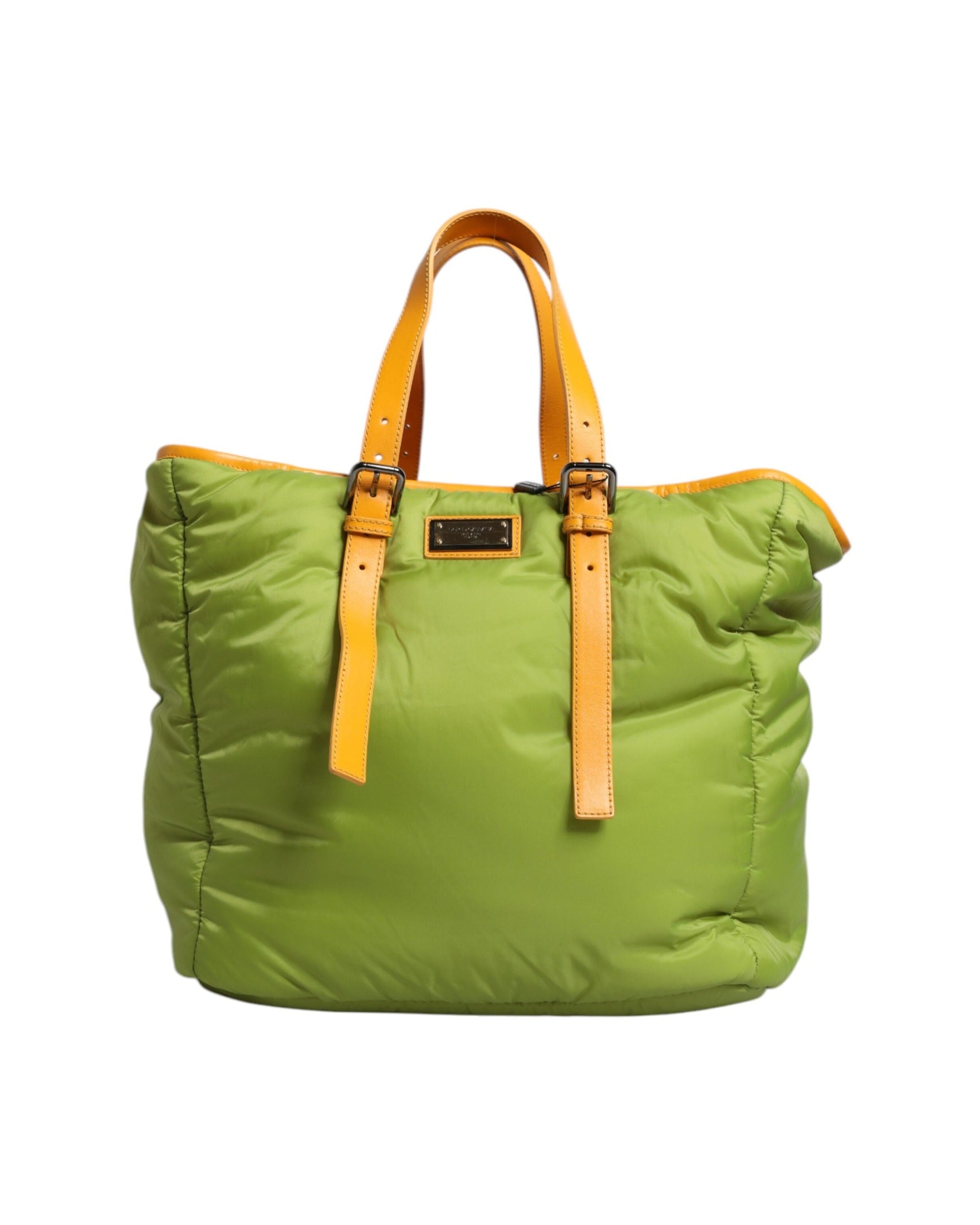 Dolce & Gabbana Green Nylon Padded Logo Plaque Tote Crossbody Bag Cross Body Bags