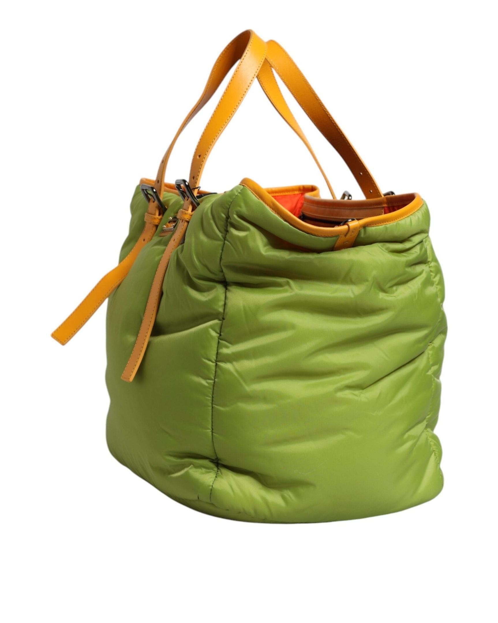 Dolce & Gabbana Green Nylon Padded Logo Plaque Tote Crossbody Bag Cross Body Bags