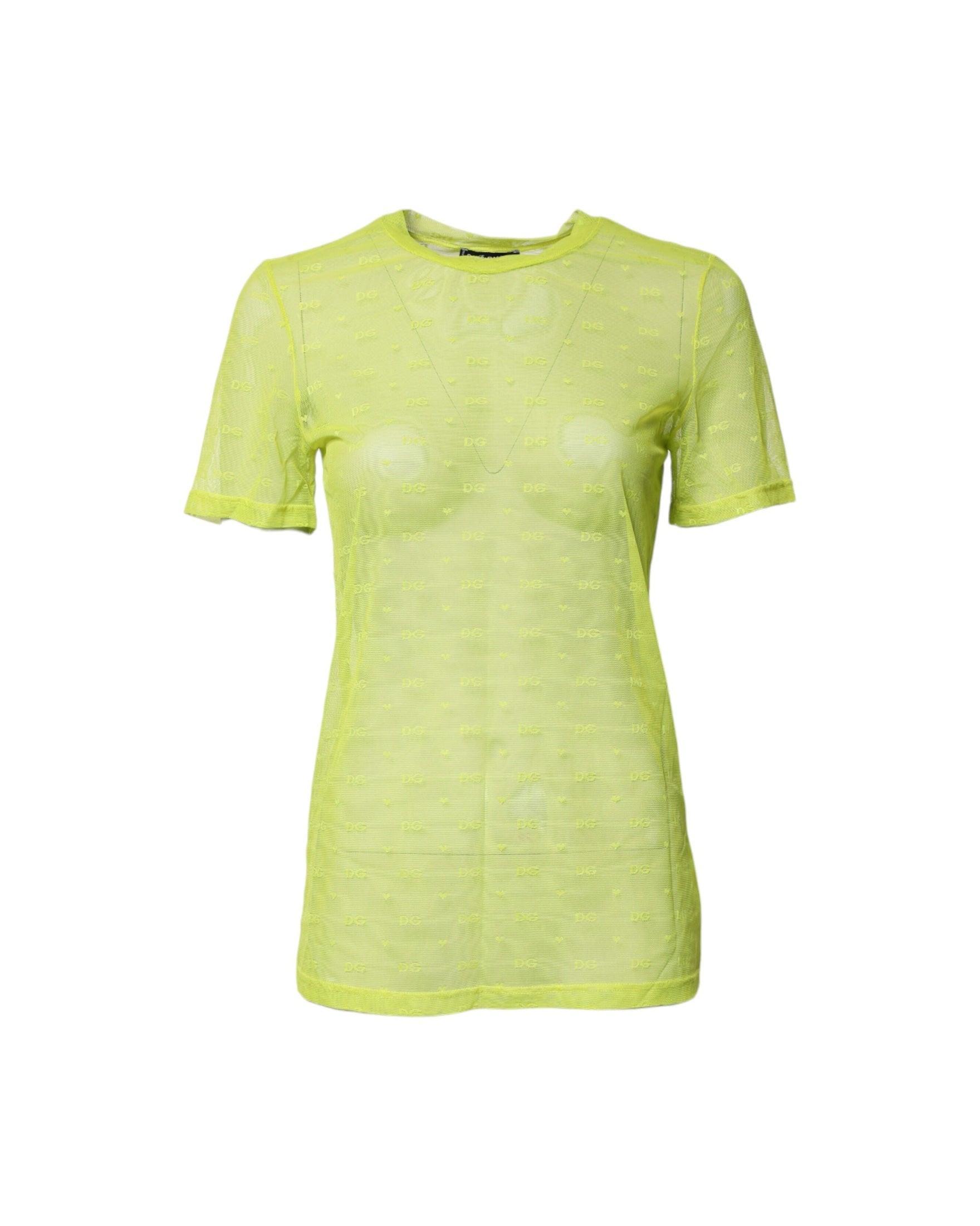 Dolce & Gabbana Green Nylon See Through Short Sleeves Top Glam Steals