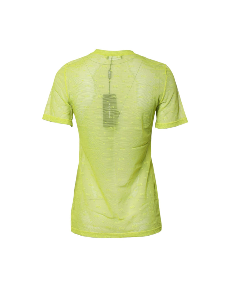 Dolce & Gabbana Green Nylon See Through Short Sleeves Top Glam Steals