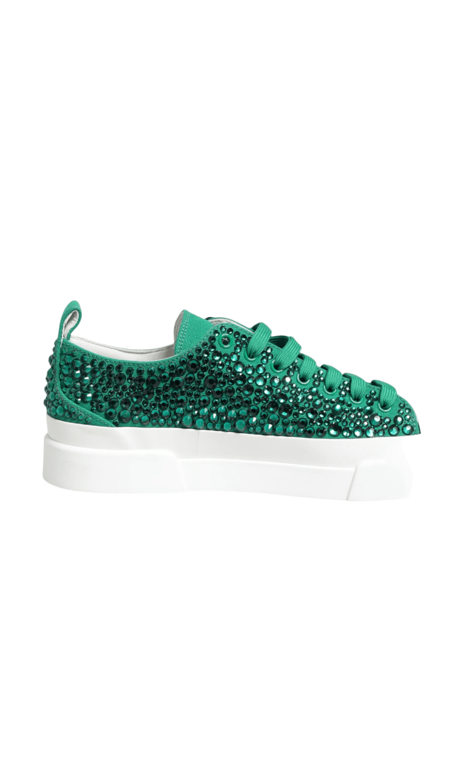 Dolce & Gabbana Green Portofino Crystal Dg Logo Sneakers Shoes Glam Steals