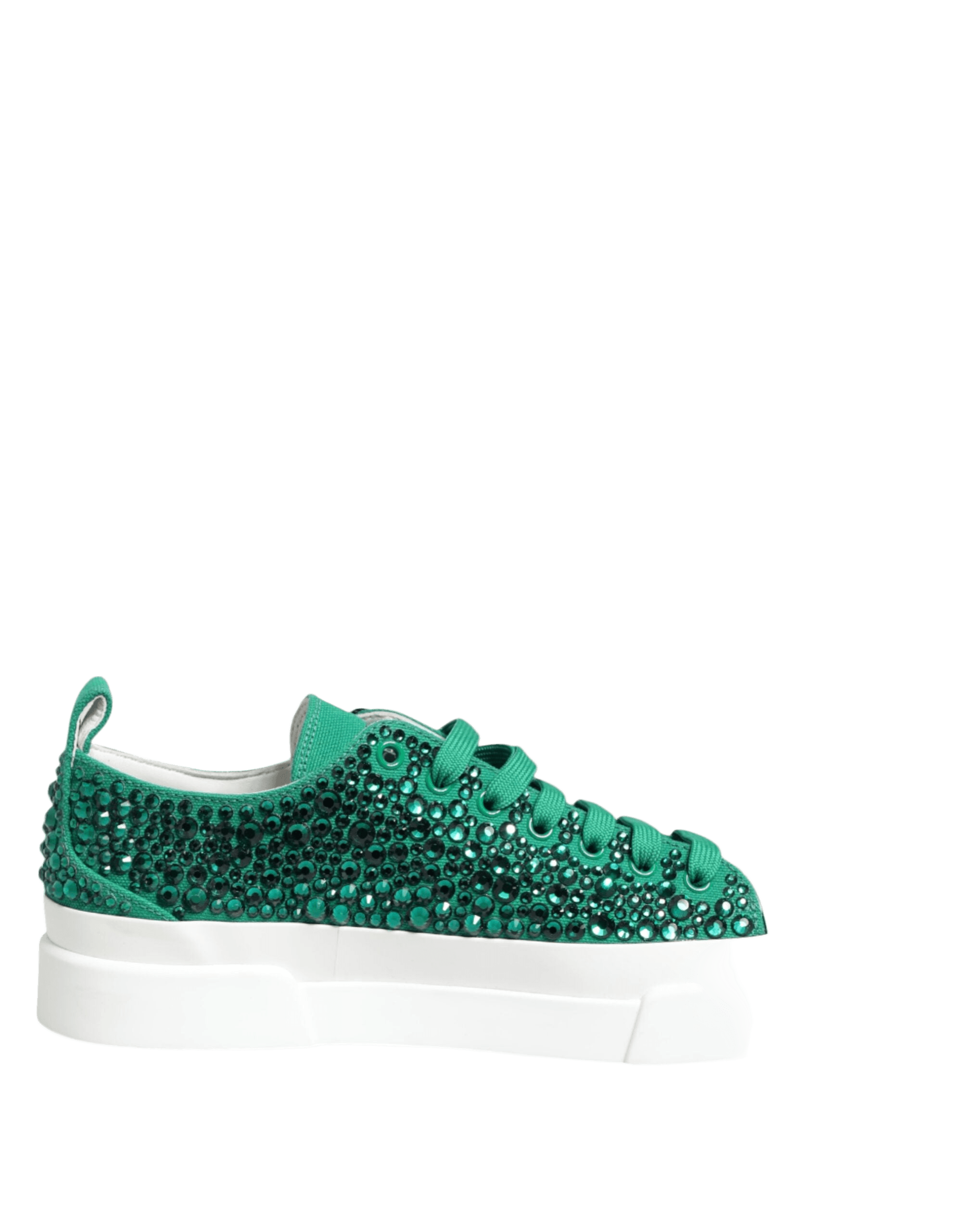Dolce & Gabbana Green Portofino Crystal Dg Logo Sneakers Shoes Glam Steals