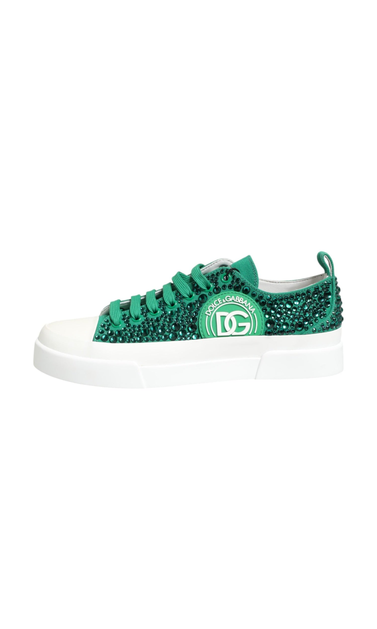 Dolce & Gabbana Green Portofino Crystal Dg Logo Sneakers Shoes Glam Steals