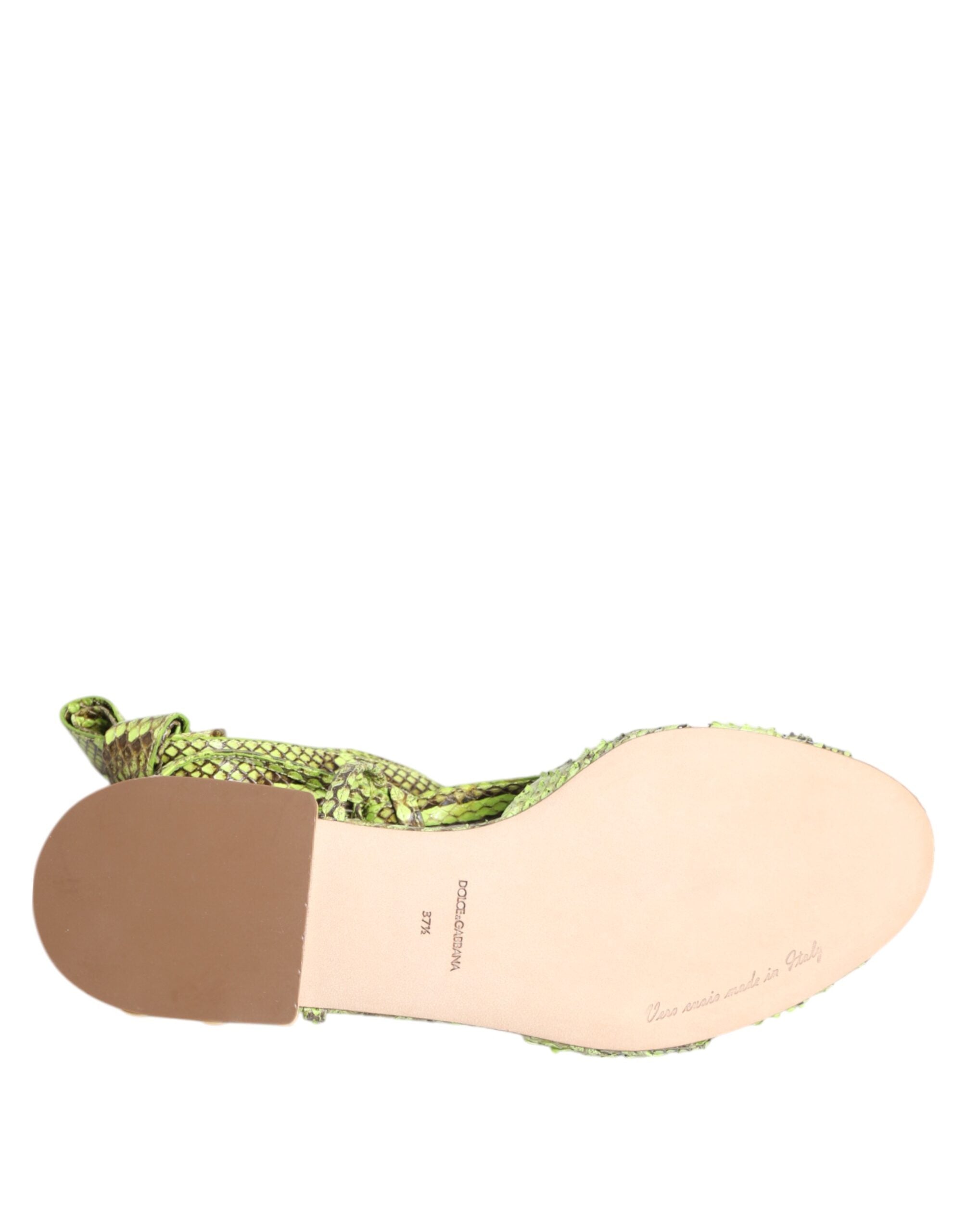 Dolce & Gabbana Green Python Print Ankle Strap Flats Shoes Glam Steals