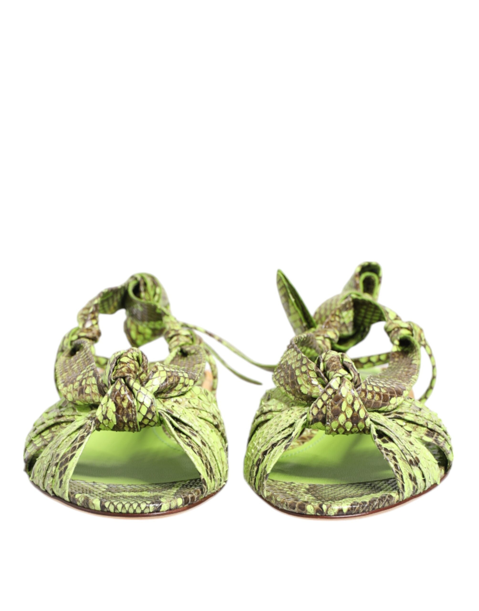 Dolce & Gabbana Green Python Print Ankle Strap Flats Shoes Glam Steals