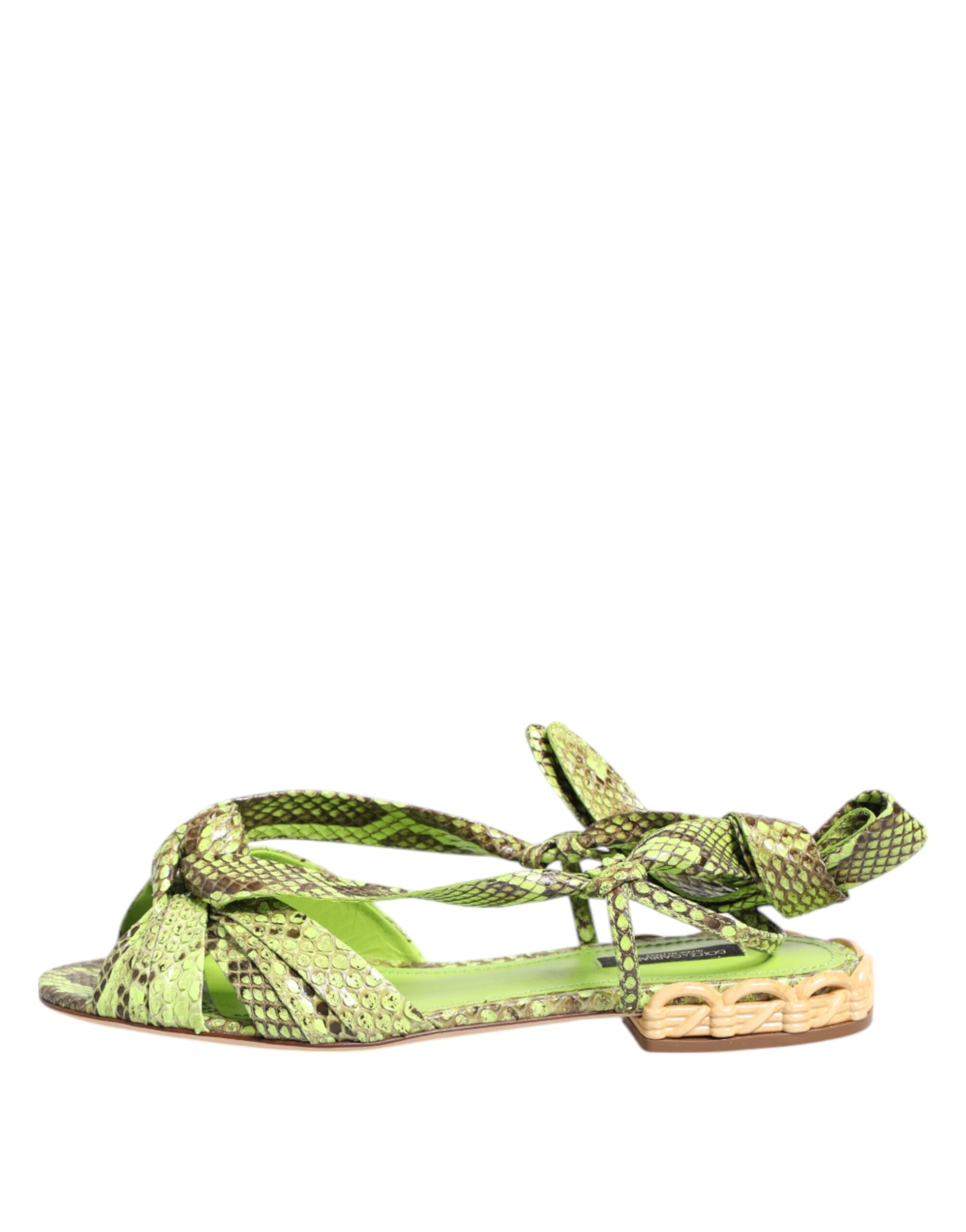 Dolce & Gabbana Green Python Print Ankle Strap Flats Shoes Glam Steals