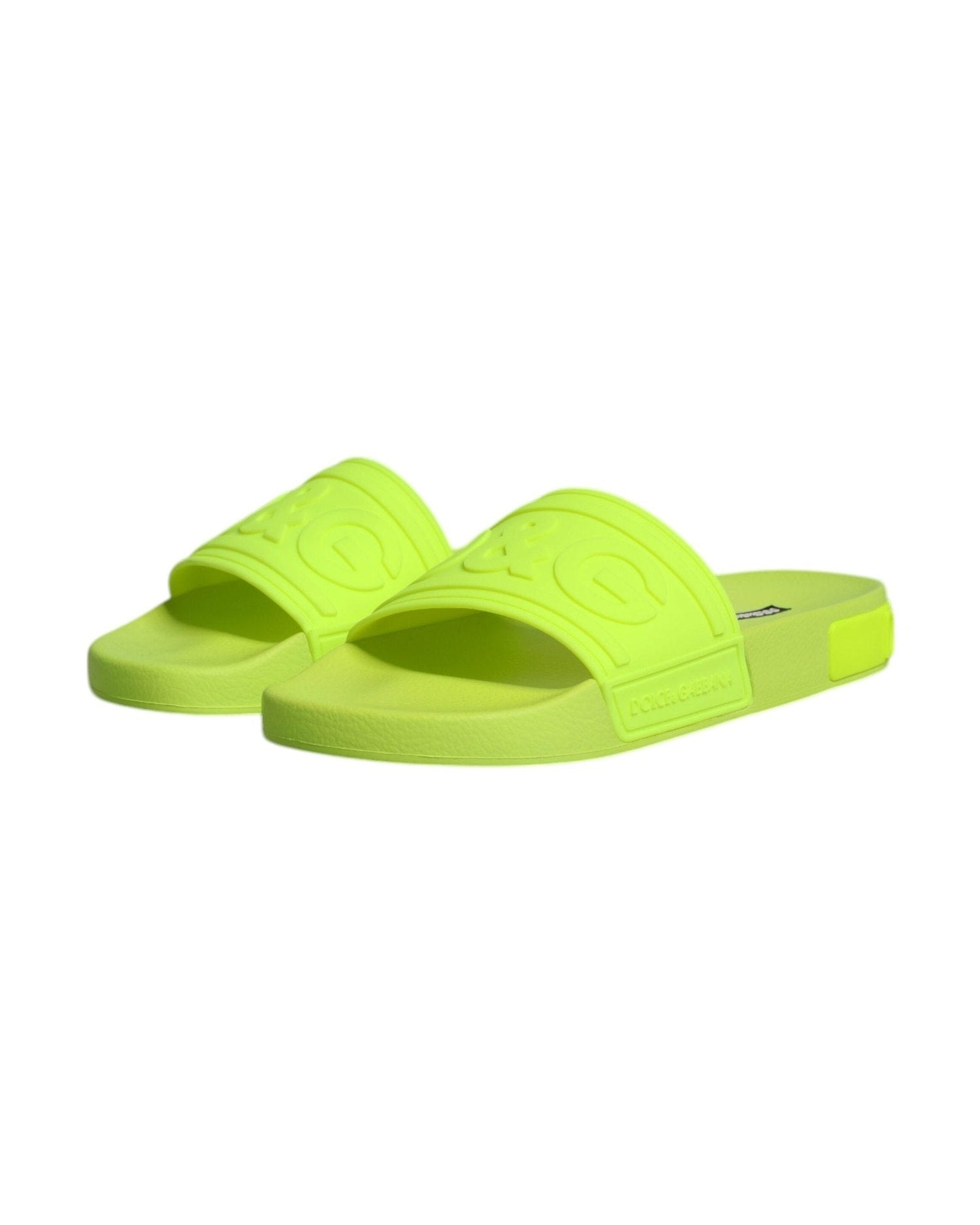 Dolce & Gabbana Green Rubber Slides Sandals Beachwear Shoes Flats