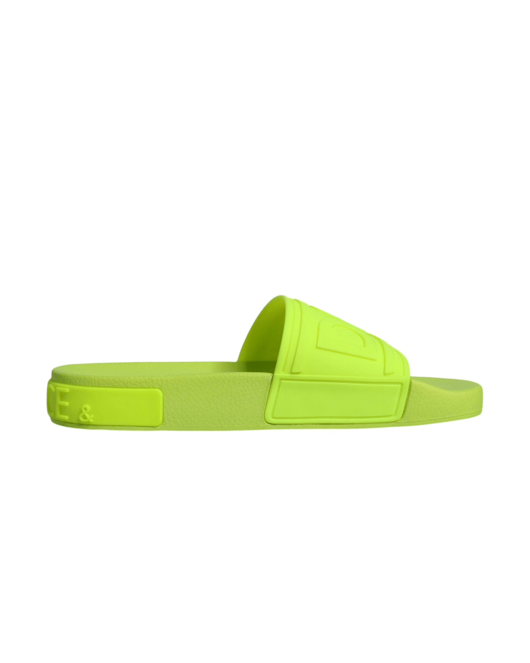 Dolce & Gabbana Green Rubber Slides Sandals Beachwear Shoes Glam Steals