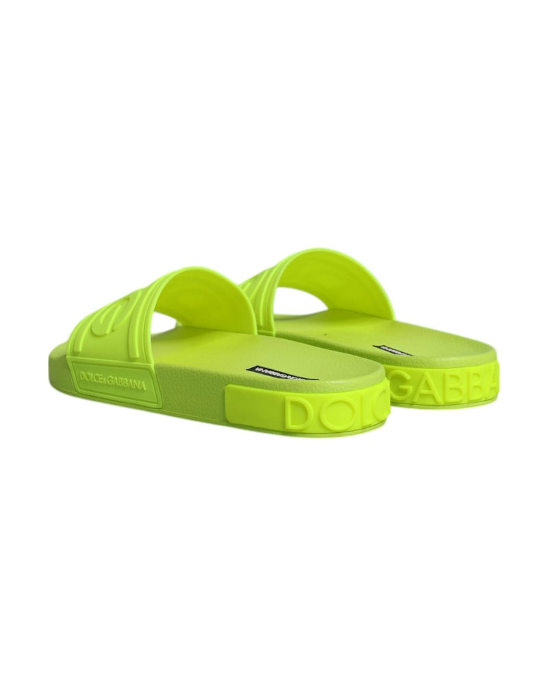Dolce & Gabbana Green Rubber Slides Sandals Beachwear Shoes Glam Steals