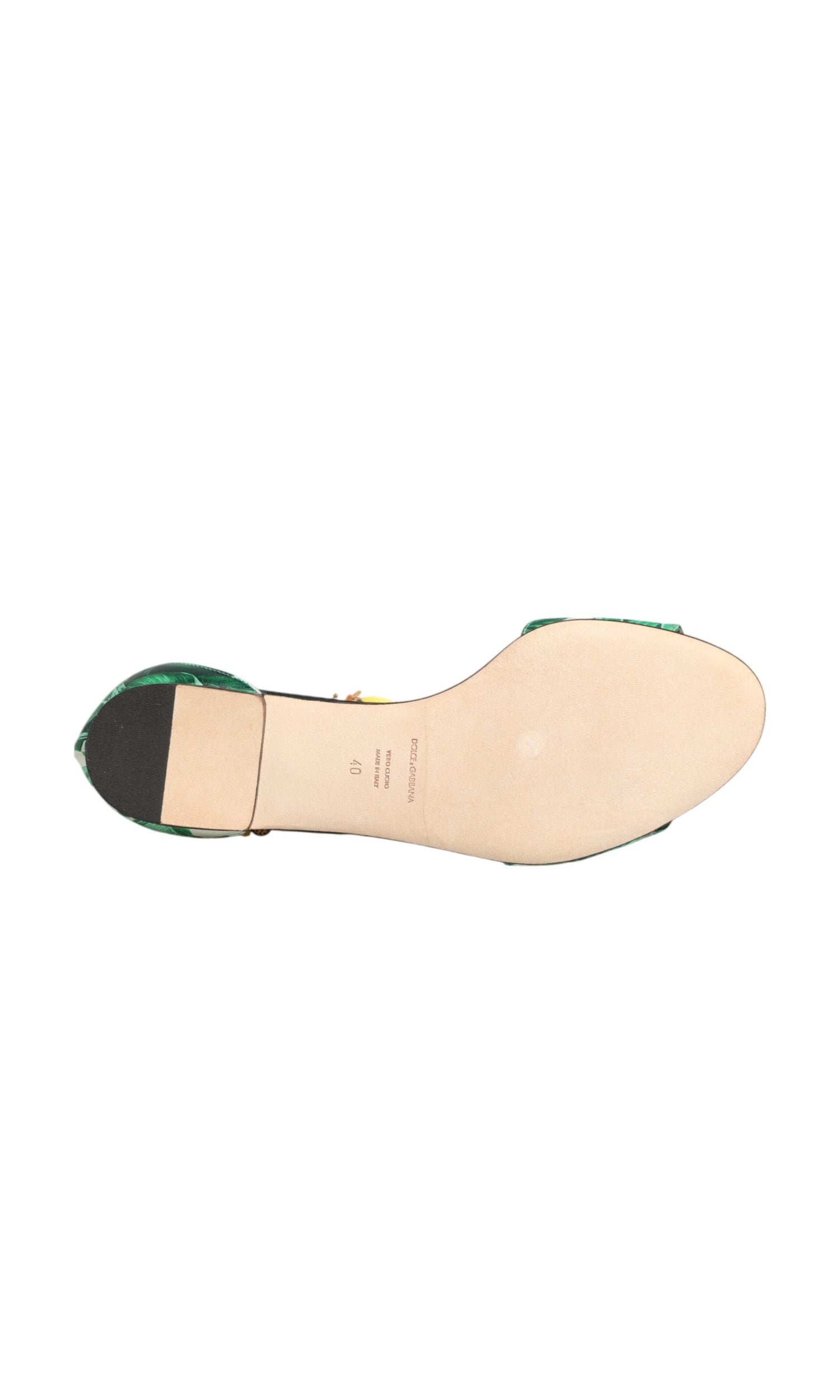 Dolce & Gabbana Green Satin Mink Fur Banana Leaf Sandals Shoes Glam Steals