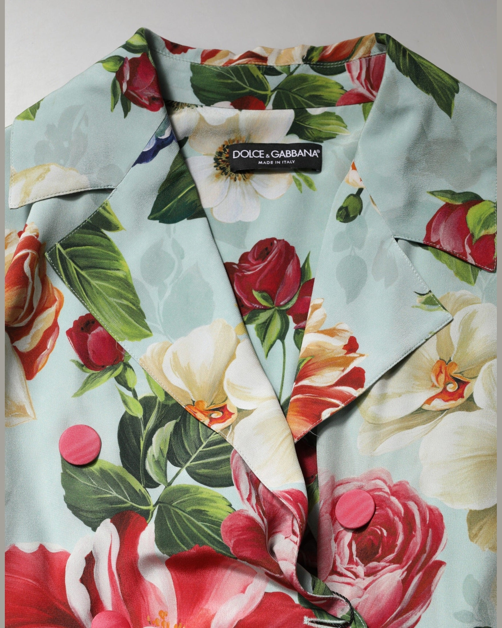 Dolce & Gabbana Green Silk Floral Wrap Midi Long Sleeve Dress 