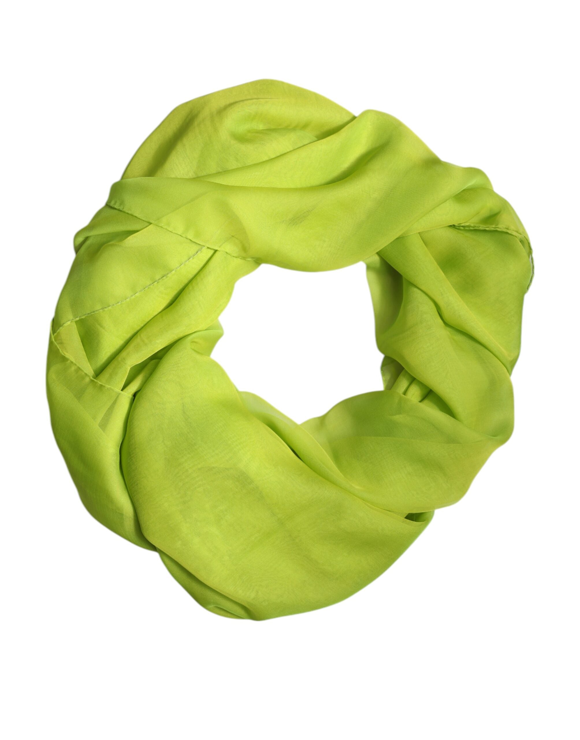 Dolce & Gabbana Green Silk Rectangle Wrap Shawl Neck Warmer Scarf Glam Steals