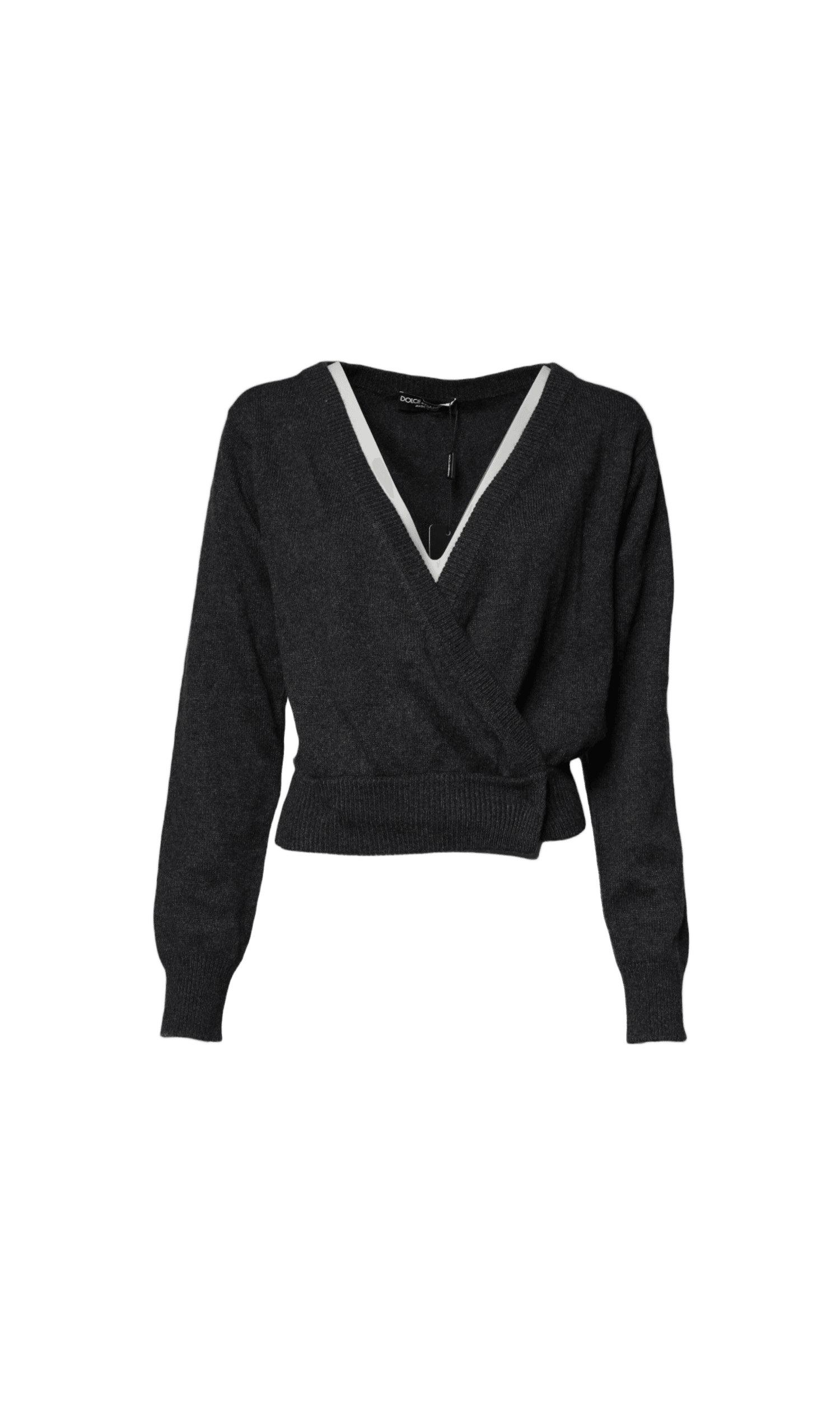 Dolce & Gabbana Grey Cashmere Deep V Neck Pullover Sweater Glam Steals