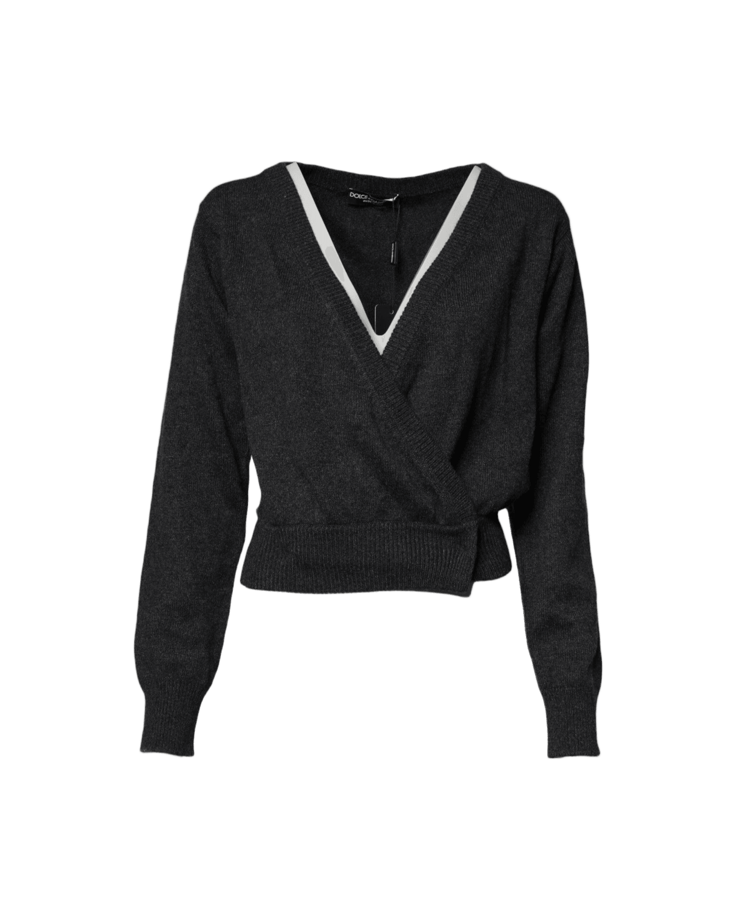Dolce & Gabbana Grey Cashmere Deep V Neck Pullover Sweater Glam Steals