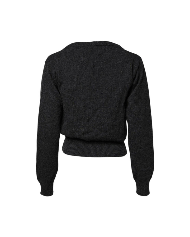 Dolce & Gabbana Grey Cashmere Deep V Neck Pullover Sweater Glam Steals