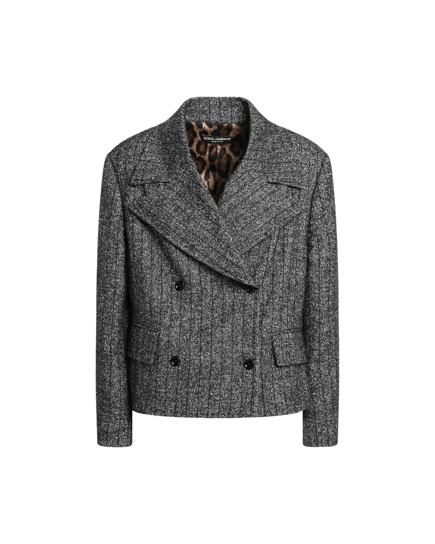Dolce & Gabbana Grey Dark Short Oversized Striped Jacket Glam Steals