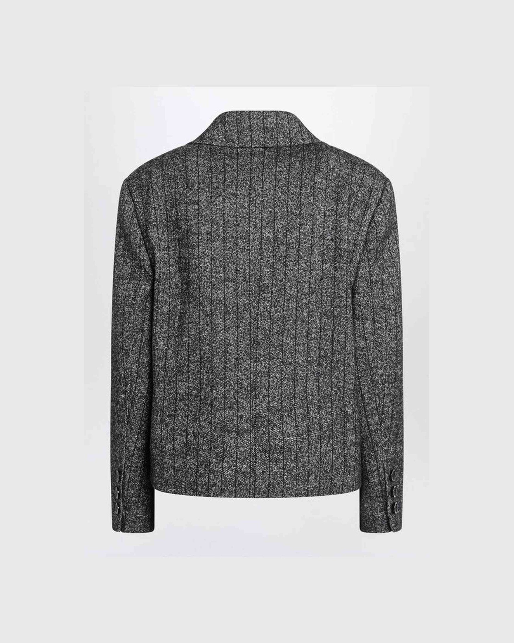 Dolce & Gabbana Grey Dark Short Oversized Striped Jacket Glam Steals