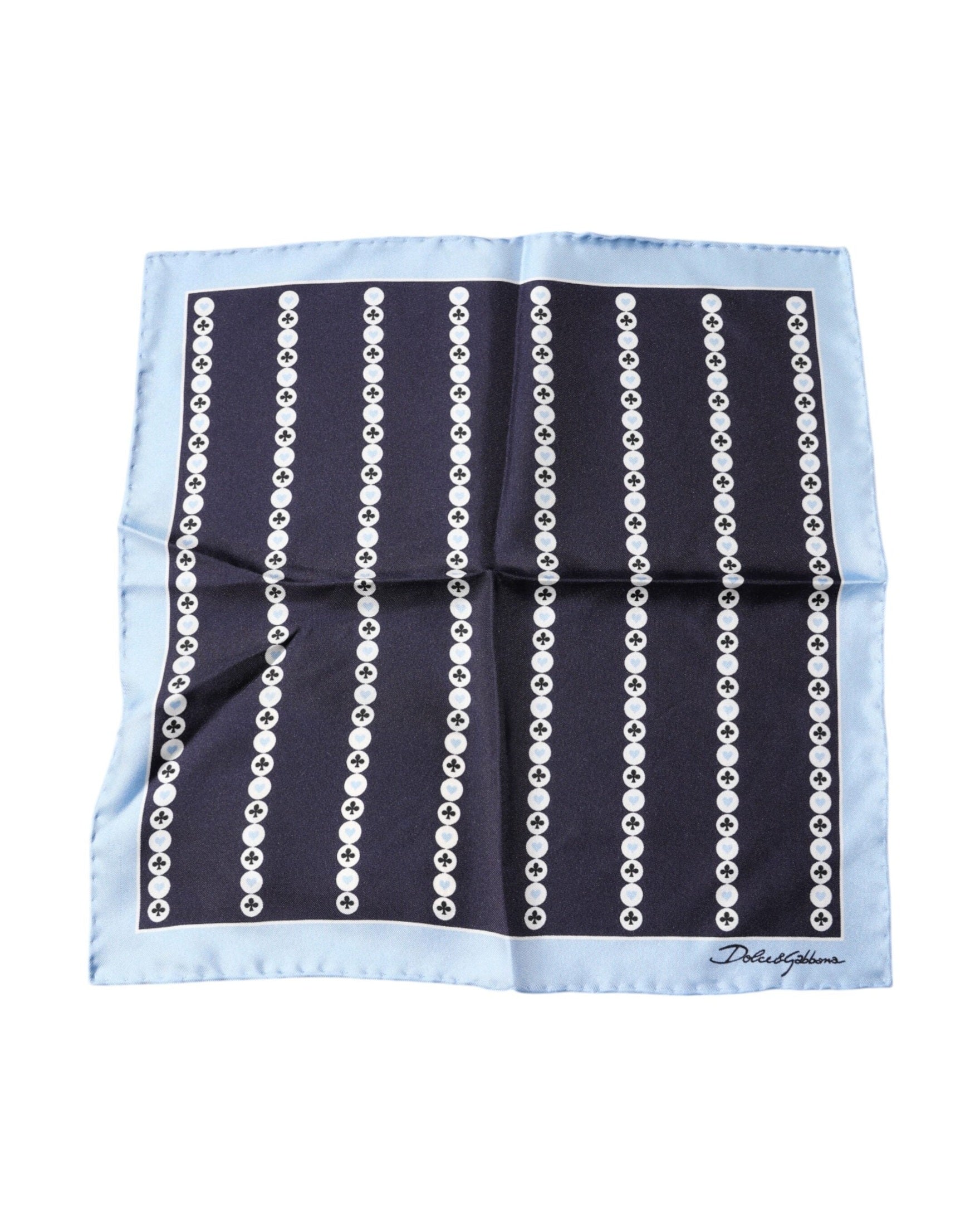 Dolce & Gabbana Heart Spade Silk Handkerchief Blue Scarf Glam Steals