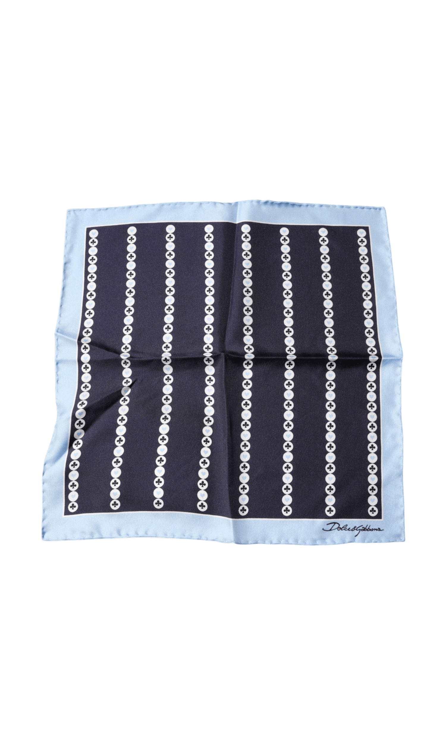 Dolce & Gabbana Heart Spade Silk Handkerchief Blue Scarf Glam Steals