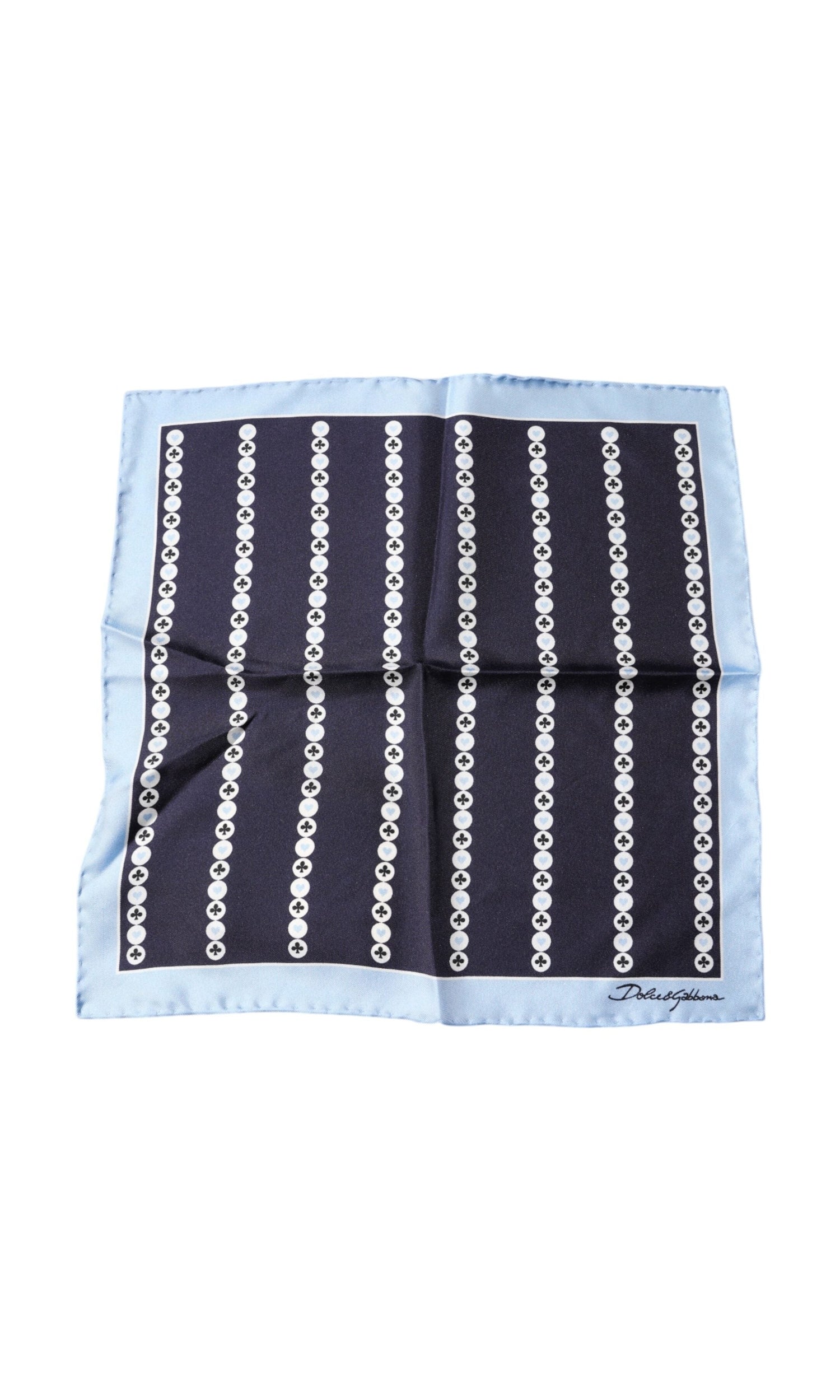 Dolce & Gabbana Heart Spade Silk Handkerchief Blue Scarf Glam Steals