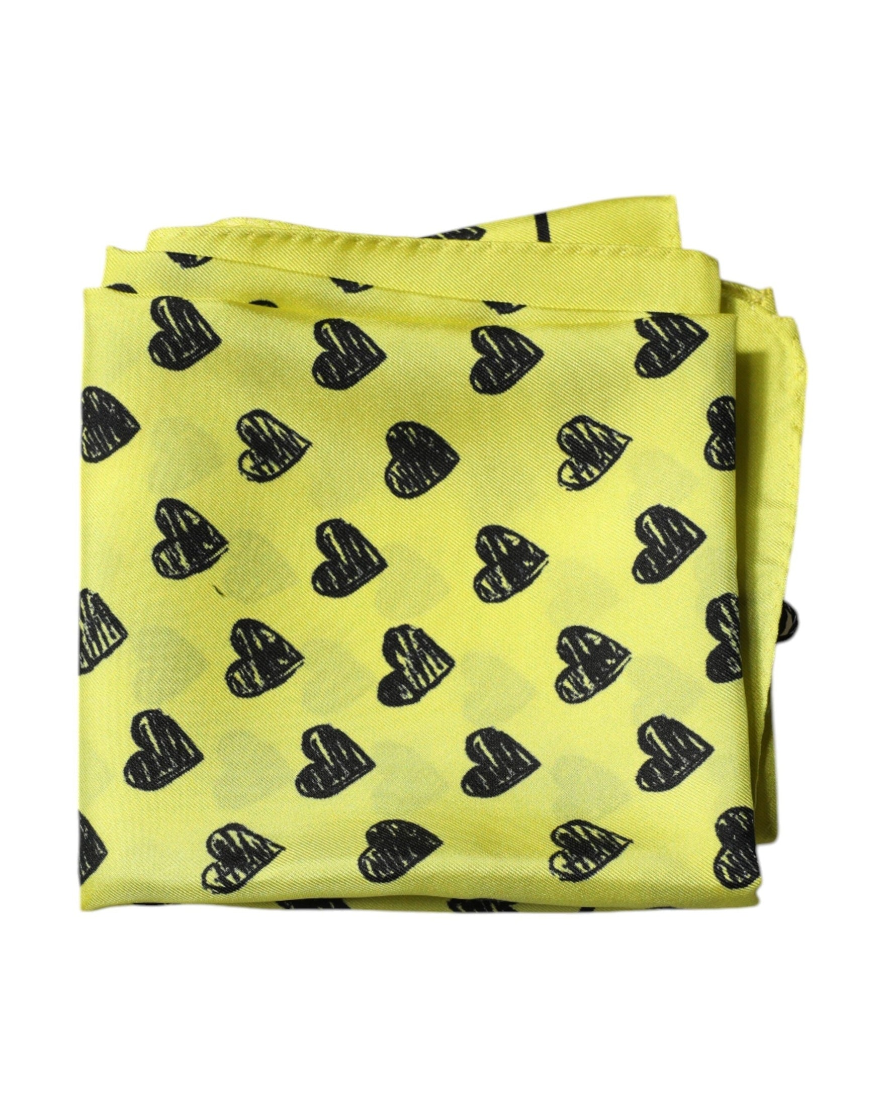 Dolce & Gabbana Hearts Silk Square Bandana Yellow Scarf Glam Steals