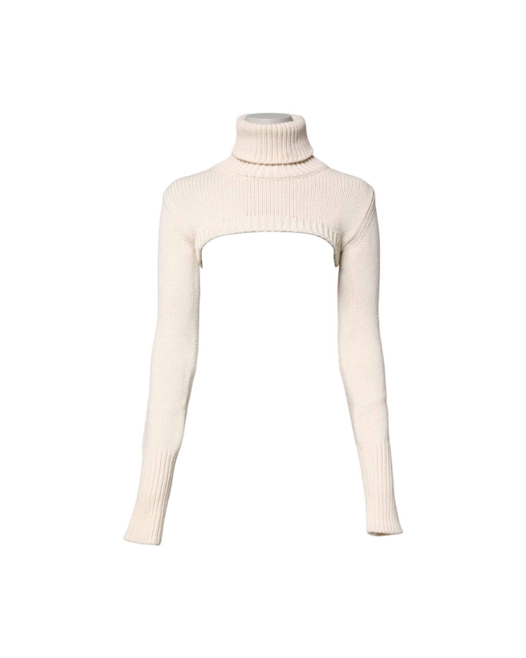 Dolce & Gabbana Ivory Cashmere Turtleneck Cropped Top Sweater Glam Steals