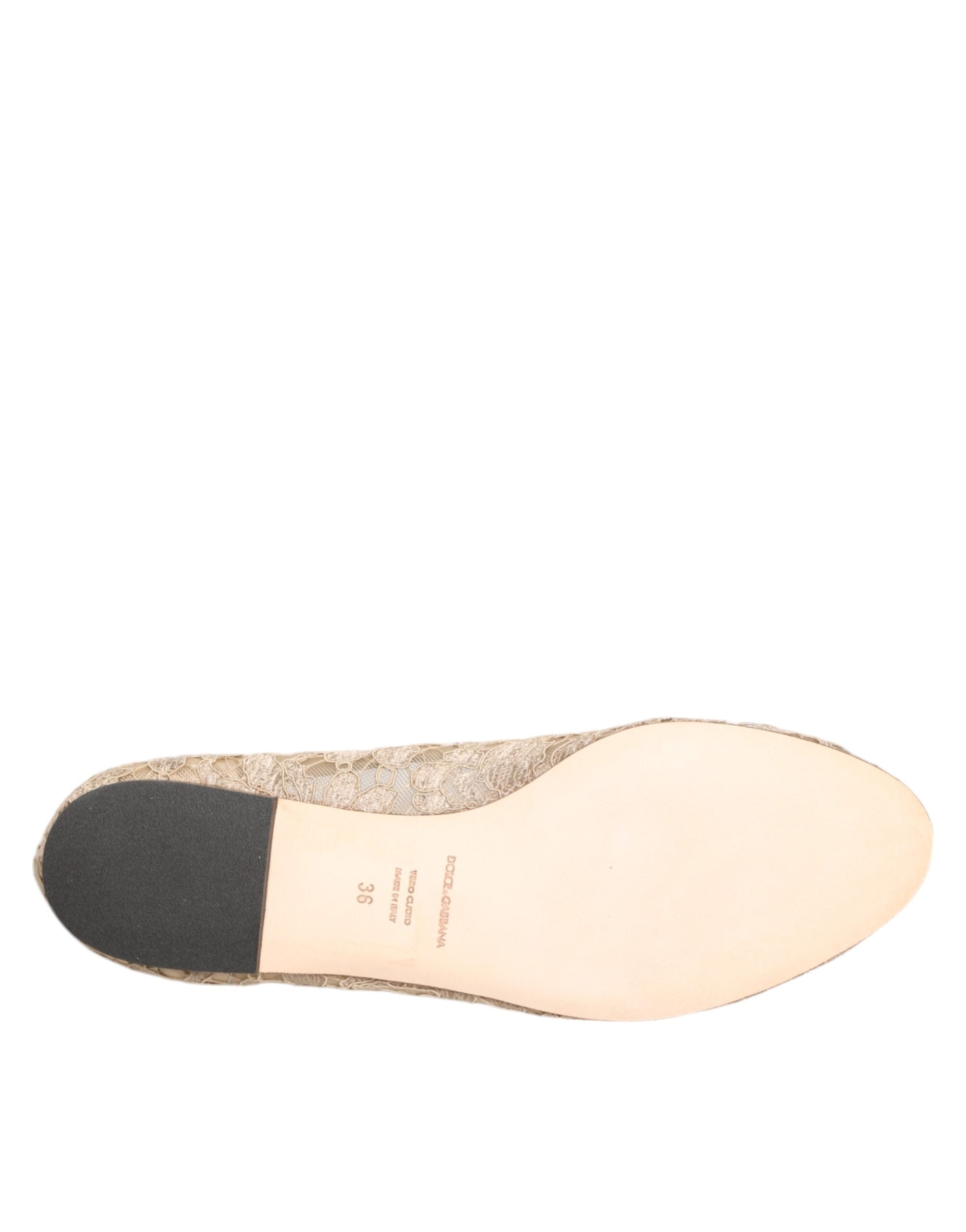 Dolce & Gabbana Ivory Lace Taormina Crystals Flats Shoes Glam Steals