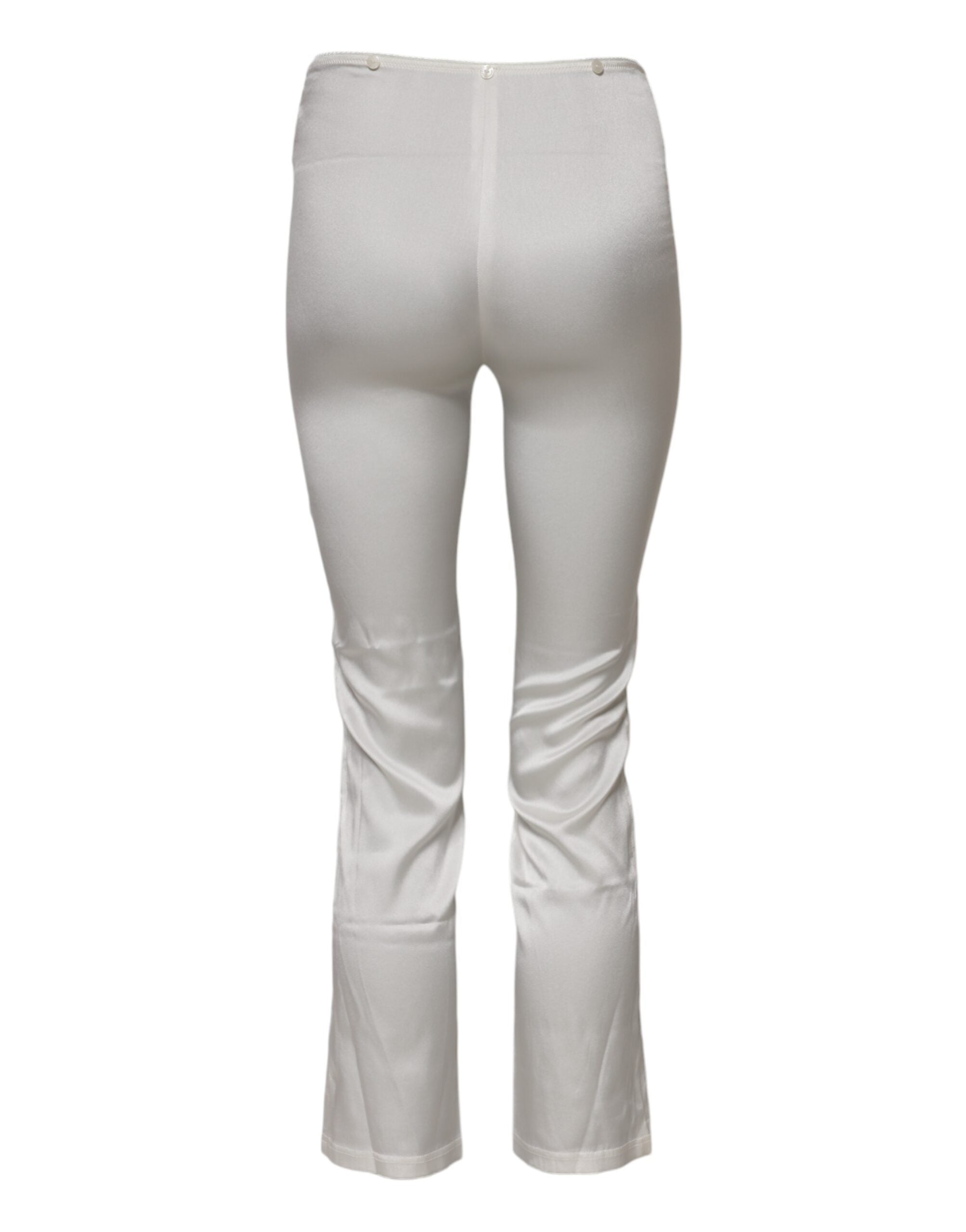 Dolce & Gabbana Ivory Silk Tapered High Waist Pant Glam Steals