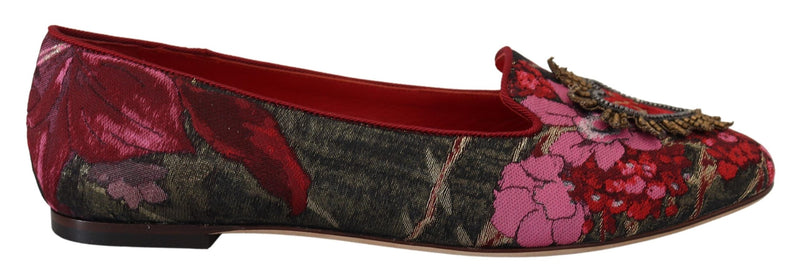 Dolce & Gabbana Jacquard Sacred Heart Patch Slip On Shoes Glam Steals