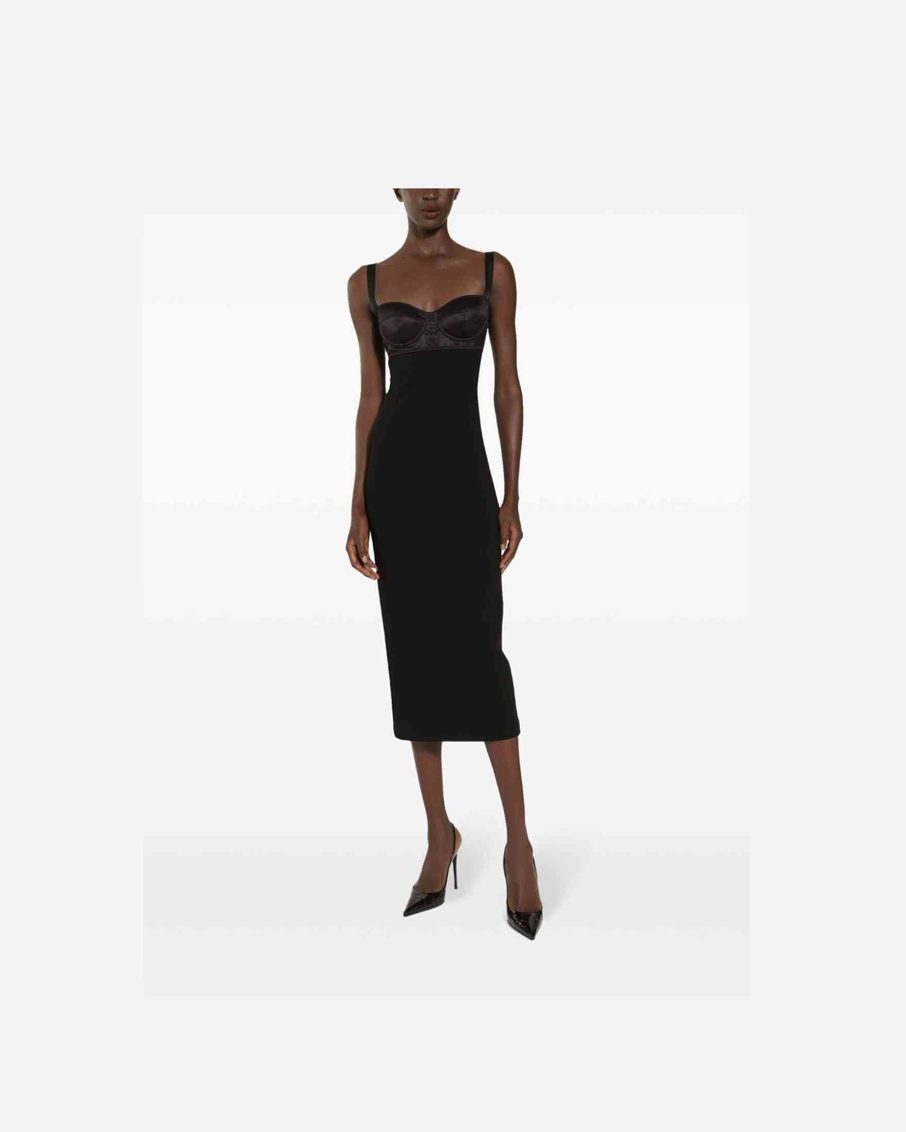 Dolce & Gabbana Jersey Longuette Dress with Bustier Bra Top Glam Steals