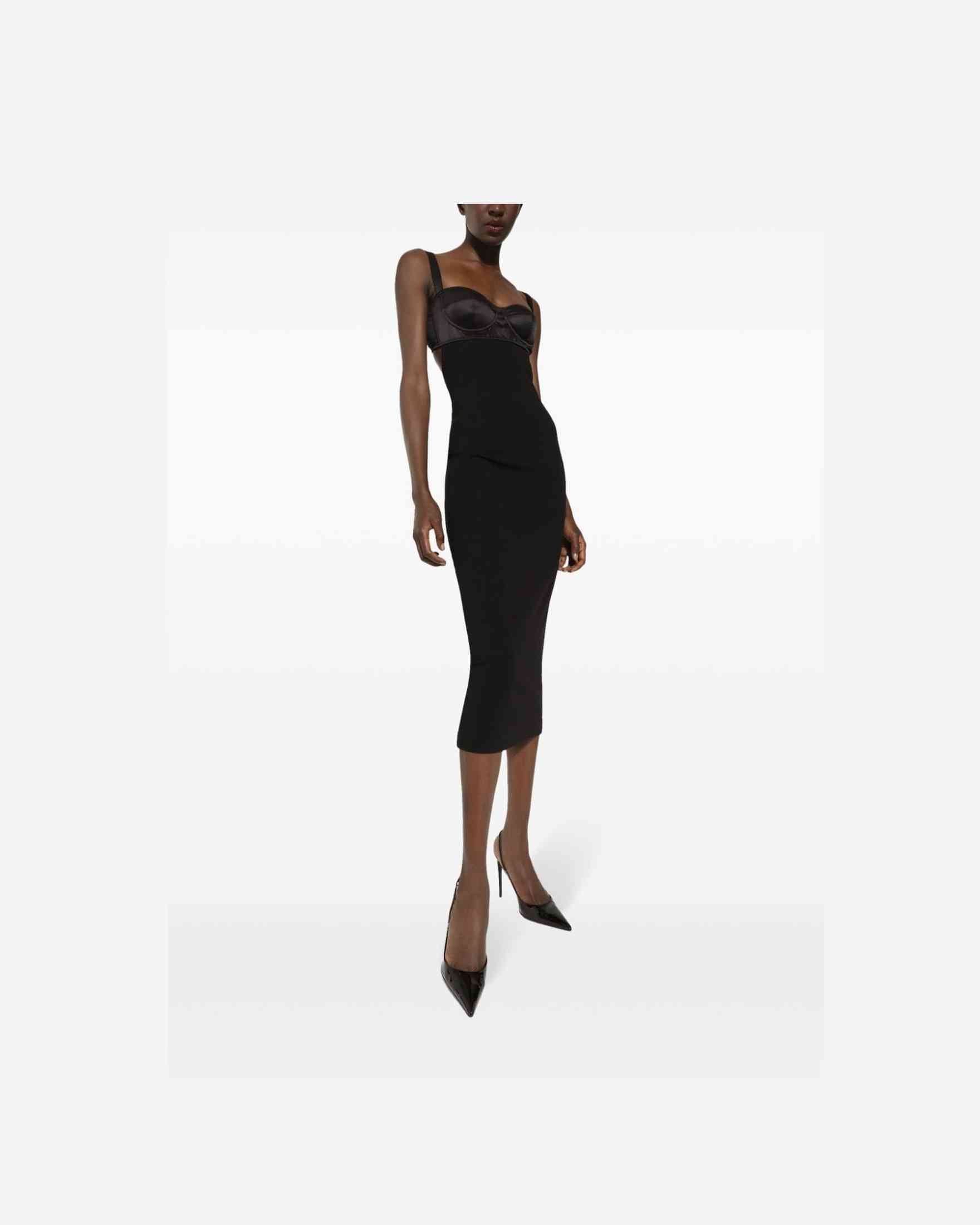 Dolce & Gabbana Jersey Longuette Dress with Bustier Bra Top Glam Steals