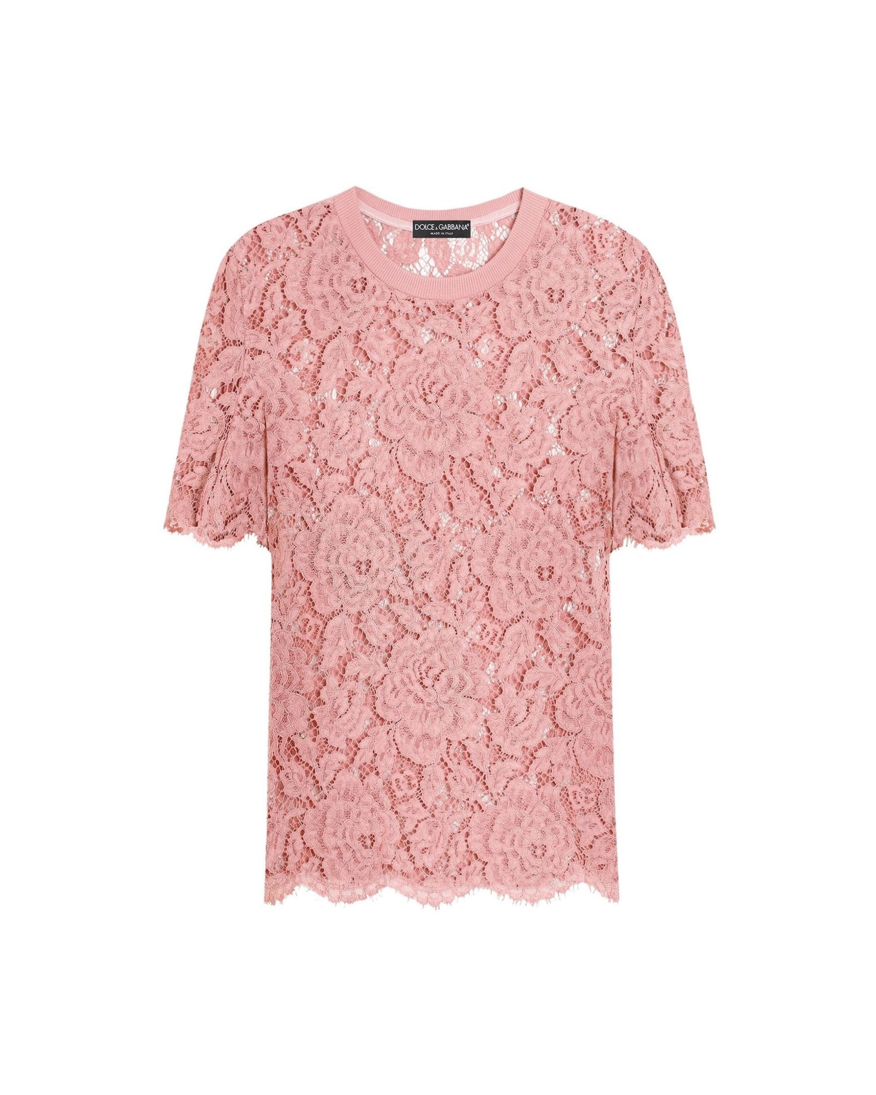 Dolce & Gabbana Lace Corded Short Sleeved T-shirt Glam Steals