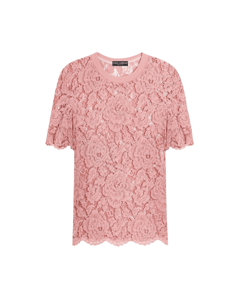 Dolce & Gabbana Lace Corded Short Sleeved T-Shirt Glam Steals