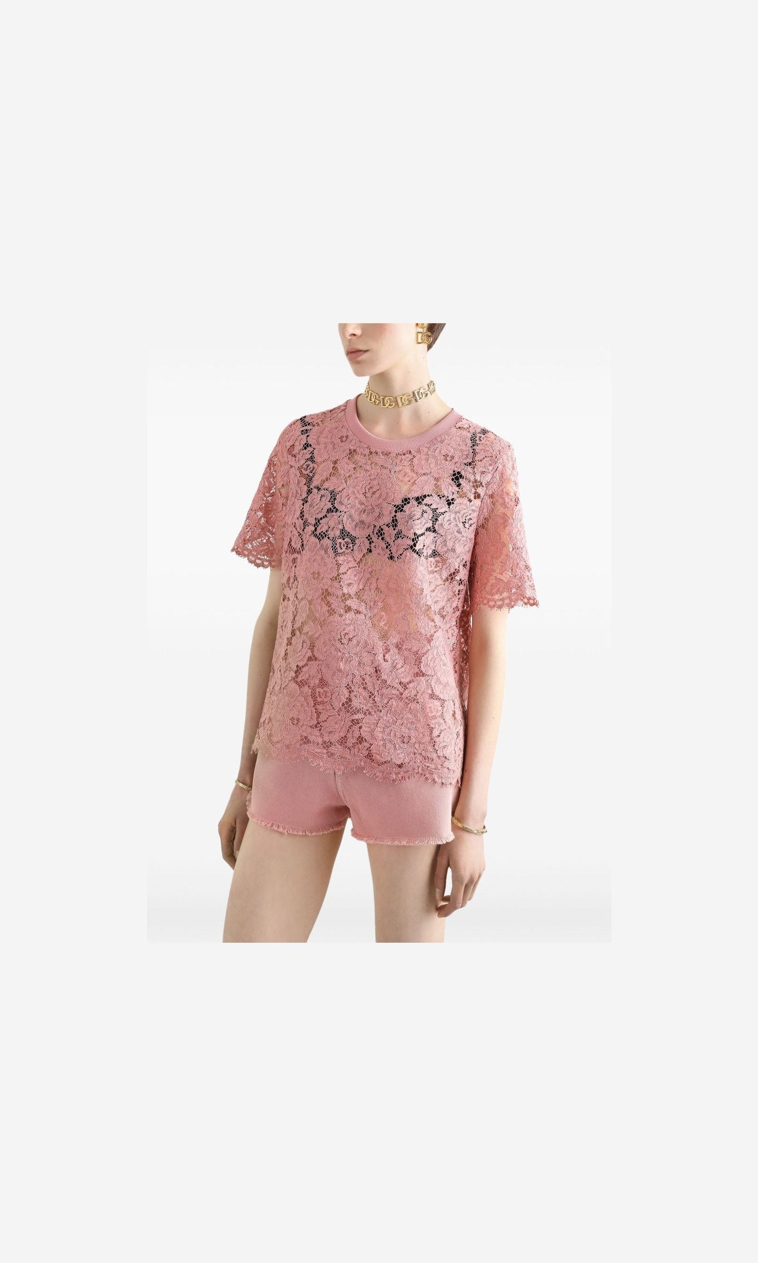 Dolce & Gabbana Lace Corded Short Sleeved T-shirt Glam Steals
