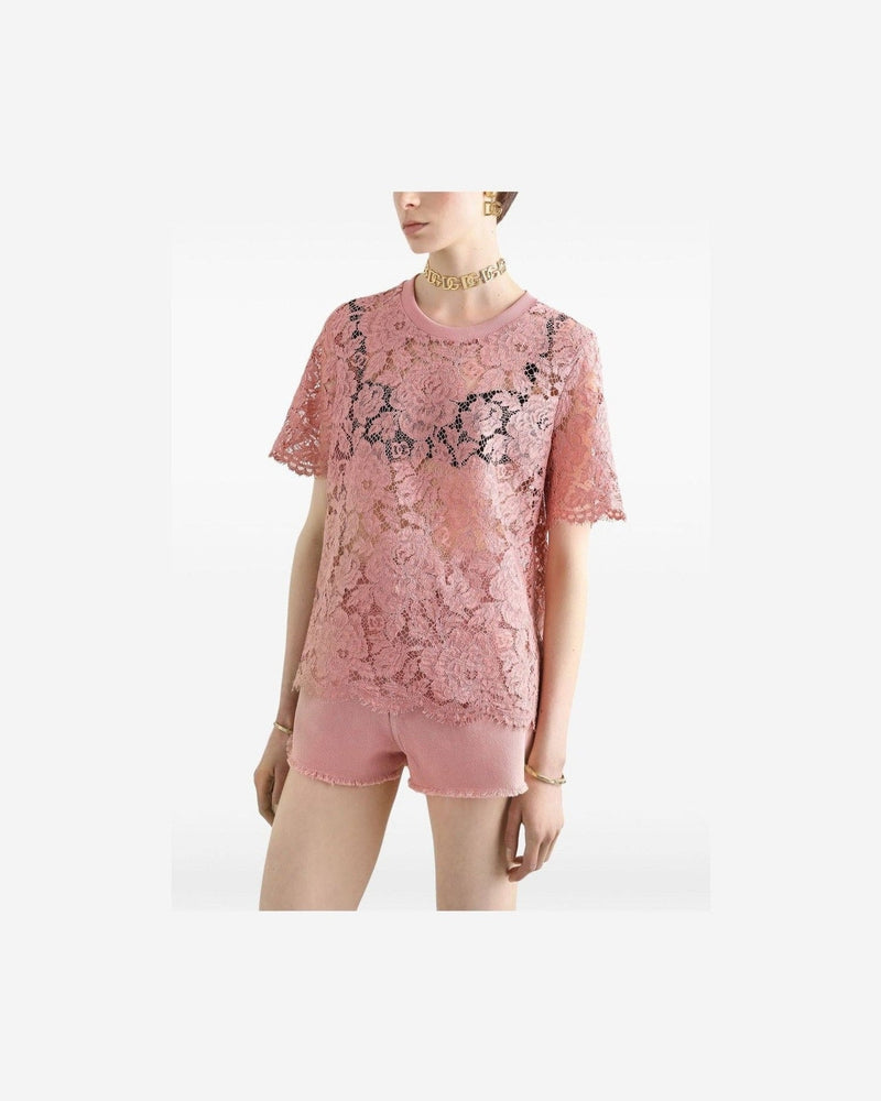 Dolce & Gabbana Lace Corded Short Sleeved T-shirt Glam Steals