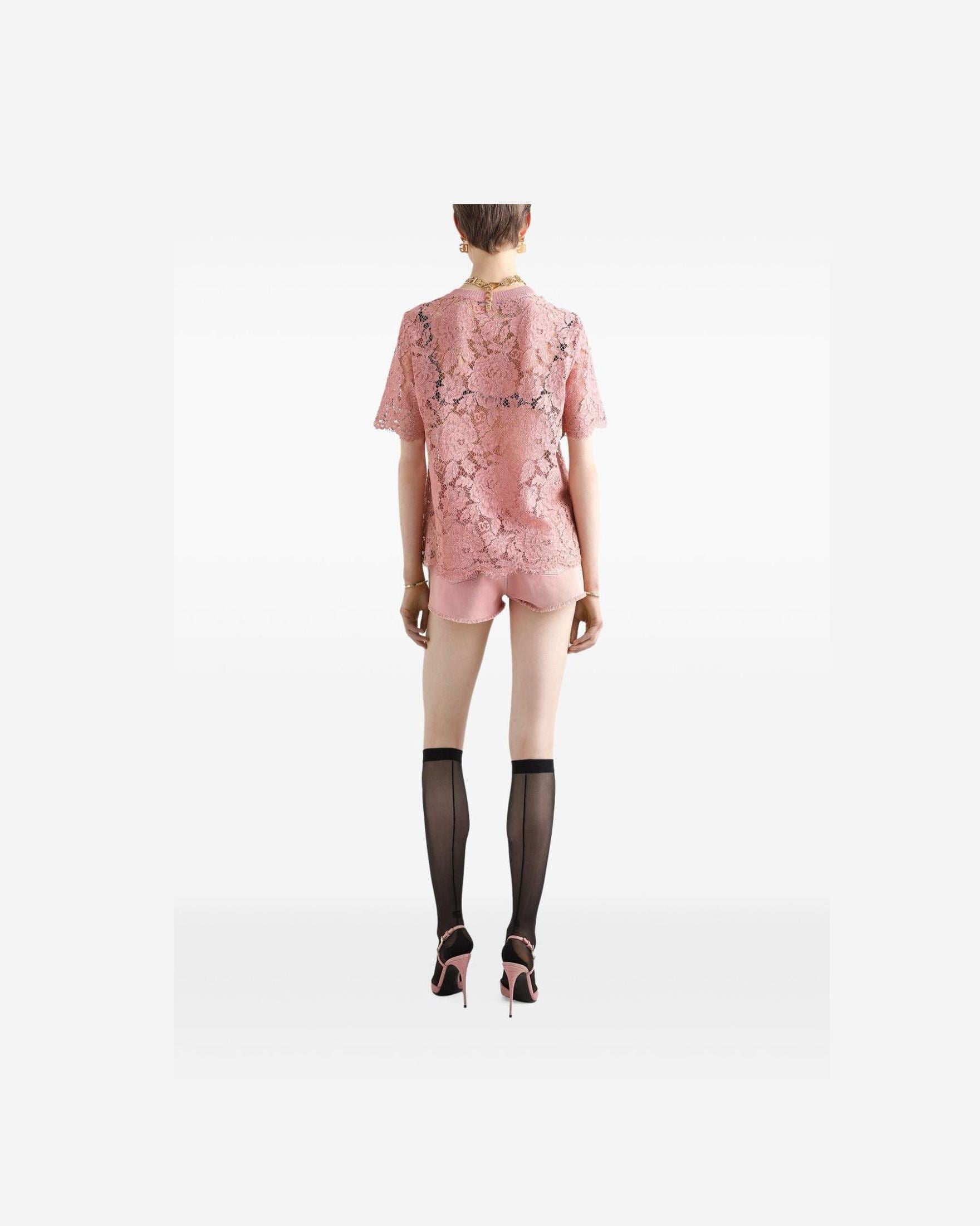 Dolce & Gabbana Lace Corded Short Sleeved T-shirt Glam Steals